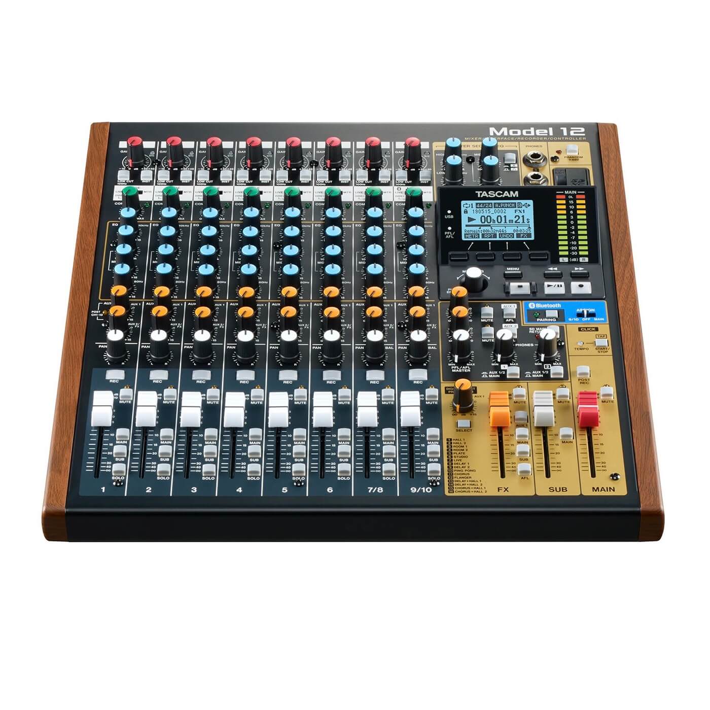 Tascam Model 12 - 12-Track Digital Recording Mixer with DAW Controller, front