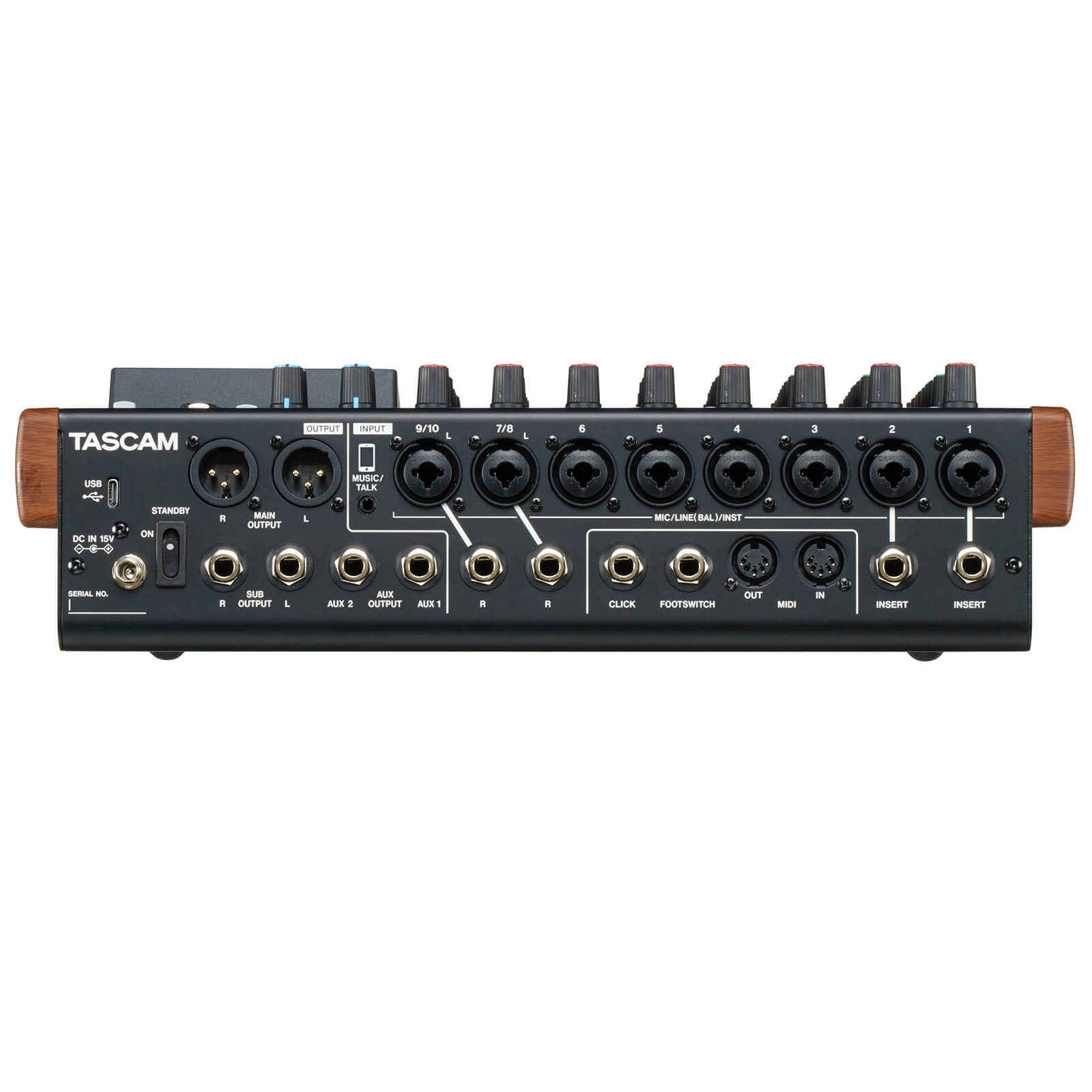 Tascam Model 12 - 12-Track Digital Recording Mixer with DAW Controller, rear