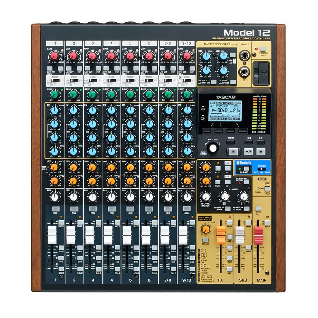 Tascam Model 12 - 12-Track Digital Recording Mixer with DAW Controller, top