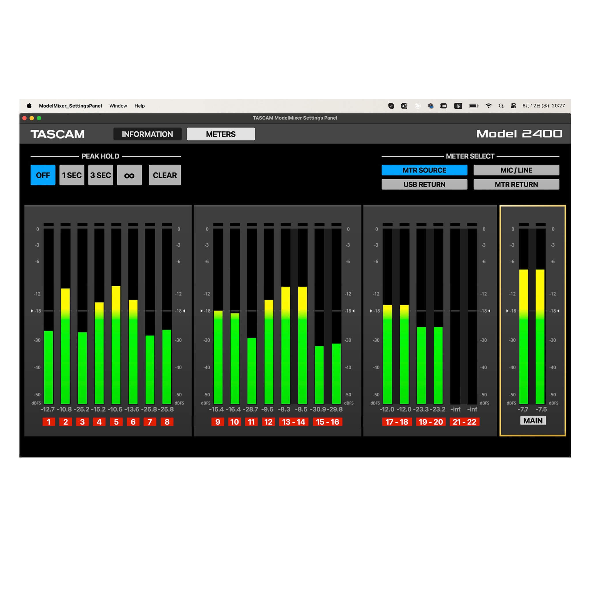 Tascam Model 2400 - 24-Track Analog Recording Console and Live Mixer, settings