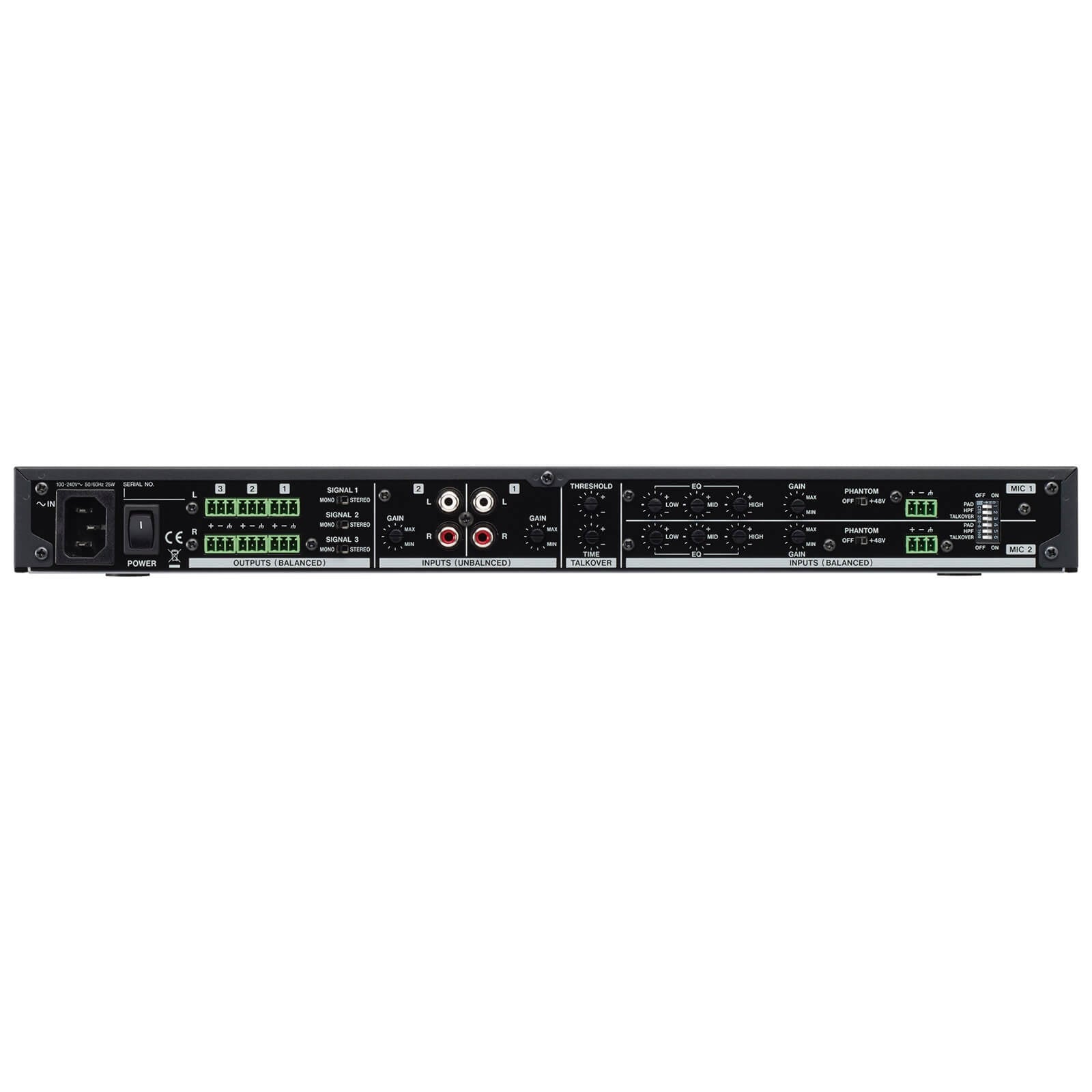 Tascam MZ-123BT - 3-Channel Rackmount Multi-Zone Mixer with Bluetooth, rear