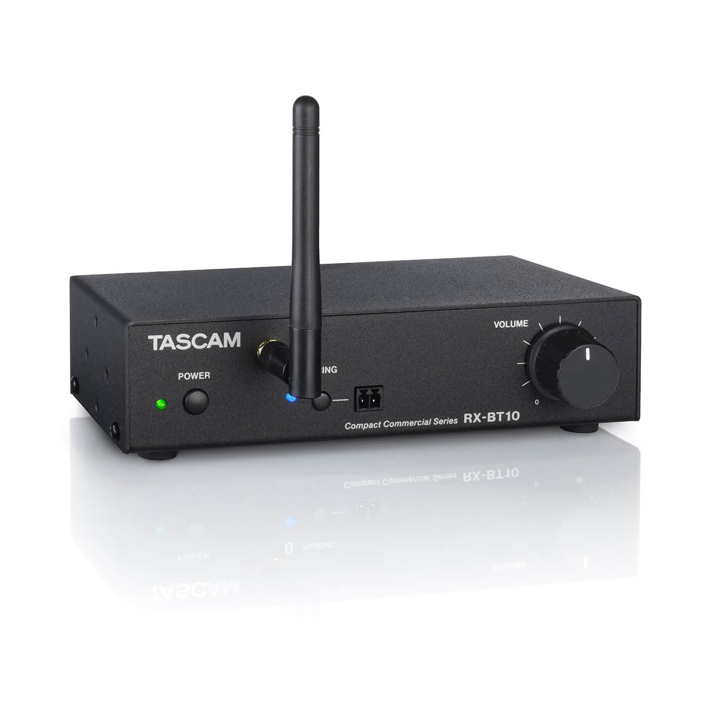 Tascam RX-BT10 - Compact Stereo Bluetooth Receiver, left angled view