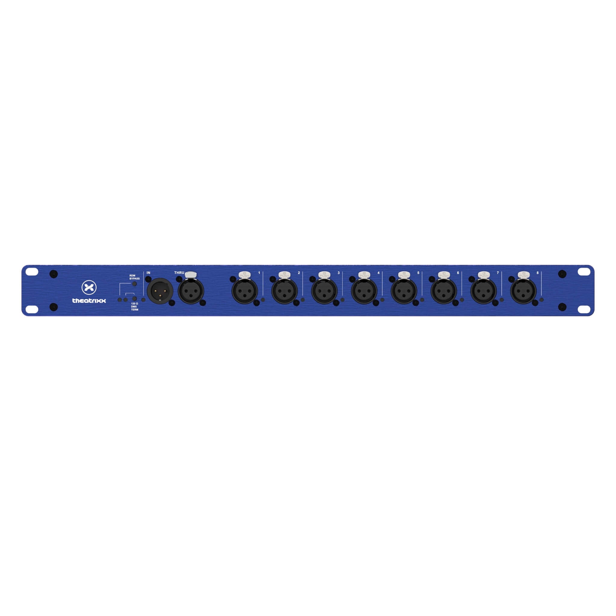Theatrixx XVVR-OPTO3 - XLR3 DMX/RDM Splitter/Isolator 1:8 + Thru, front