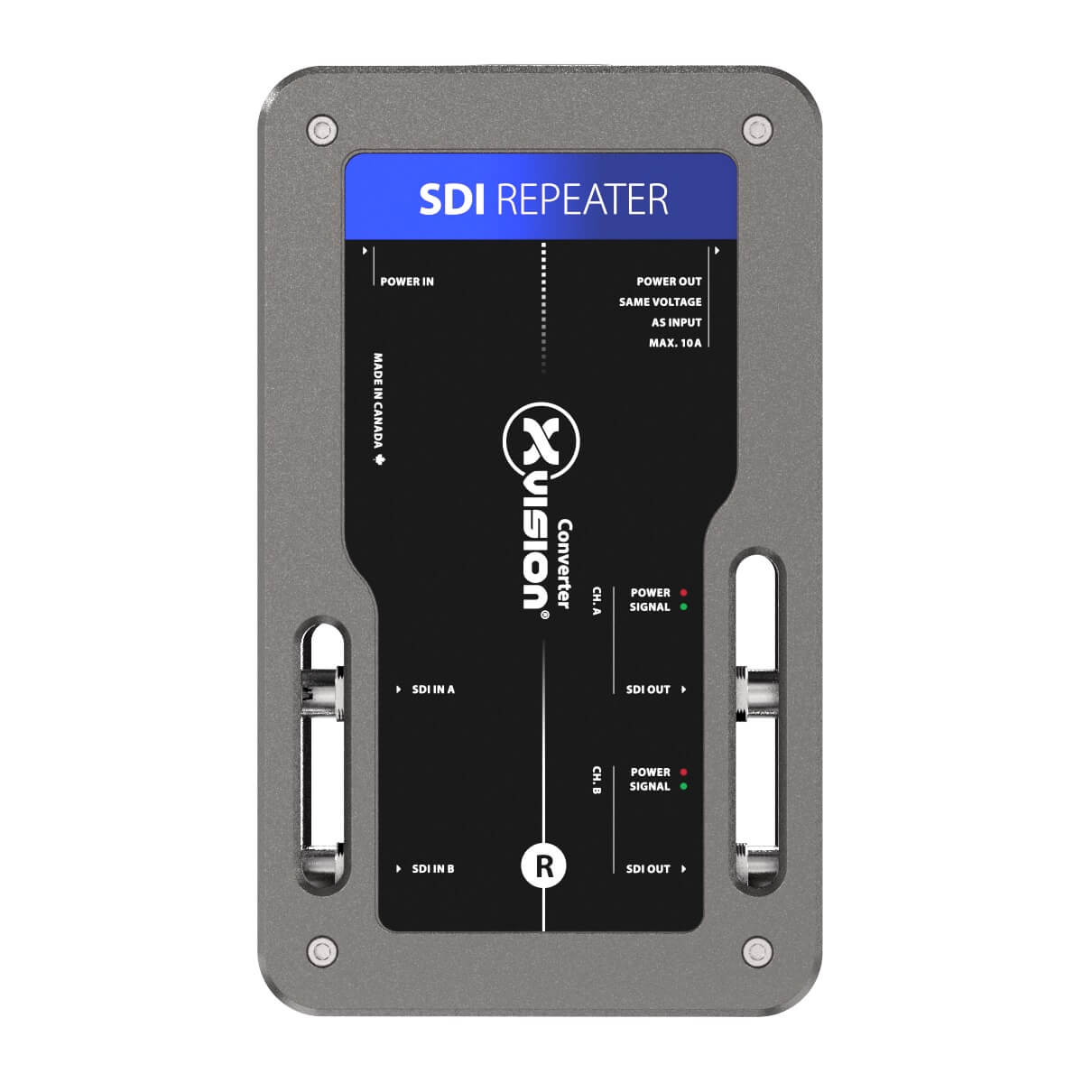 Theatrixx XVVSDI2SDIT1 - xVision Converter, 3G-SDI Repeater with True 1 power connector, front