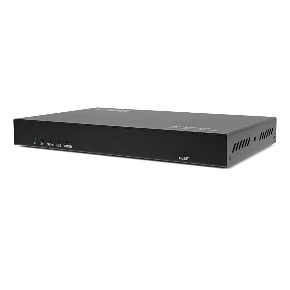 TiGHT AV AU-202-DA - 2x2 Dante Interface with 2 Mic/Line Inputs and 2 Line Outputs, angled