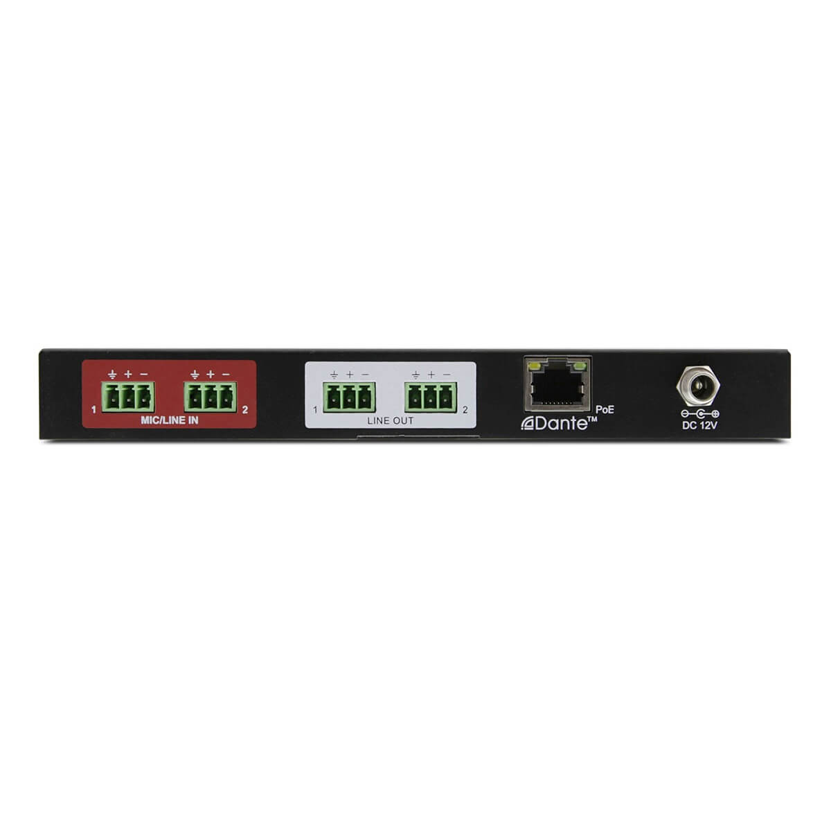 TiGHT AV AU-202-DA - 2x2 Dante Interface with 2 Mic/Line Inputs and 2 Line Outputs, rear