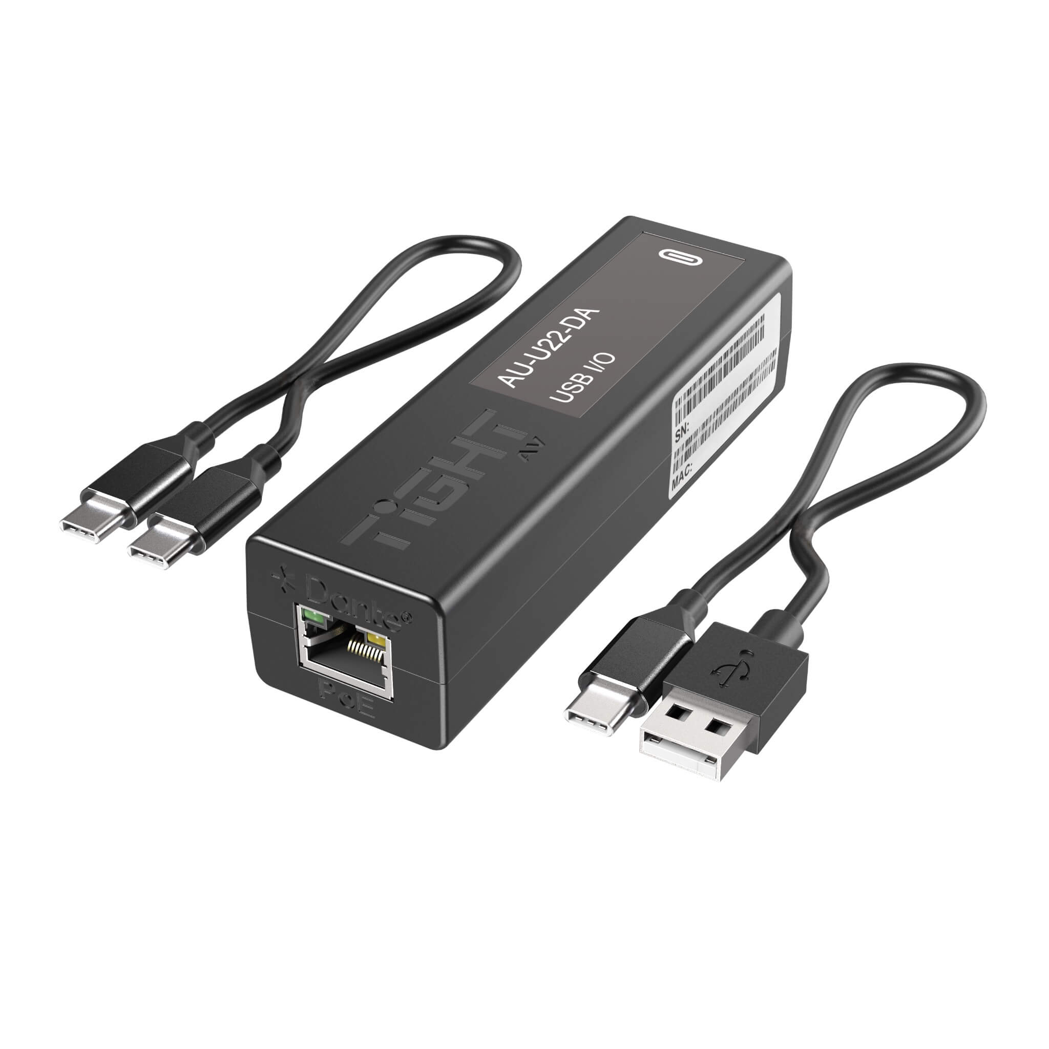 TiGHT AV AU-U22-DA - Dante 2x2 Channel USB 2.0 Adapter, top