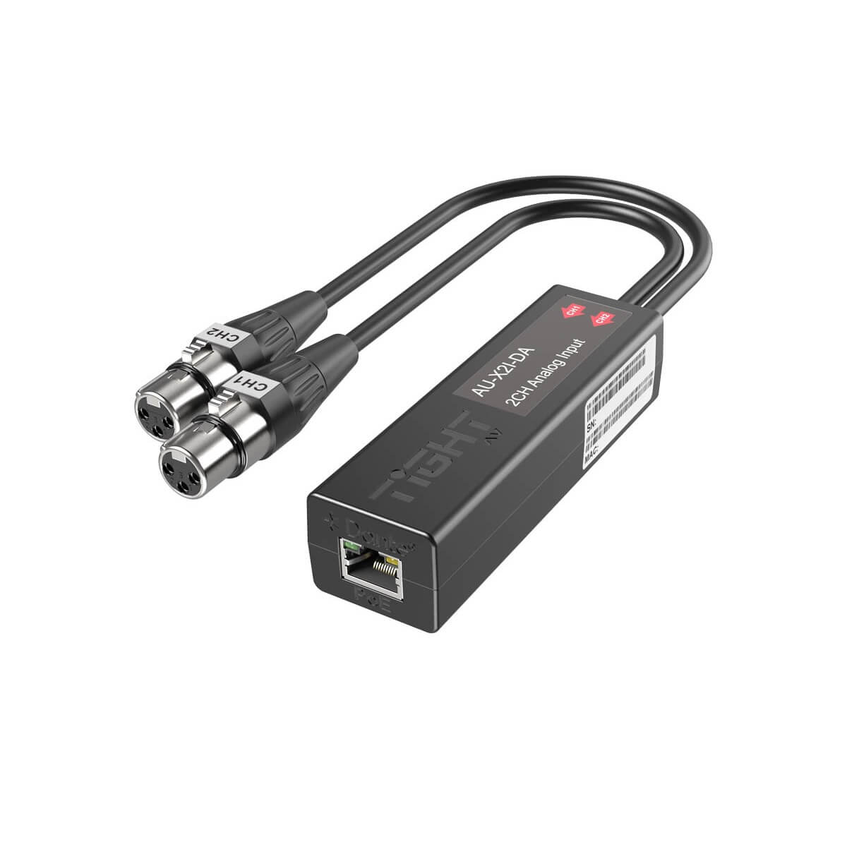 TiGHT AV AU-X2I-DA - Dante 2-Channel XLR Input Adapter, left