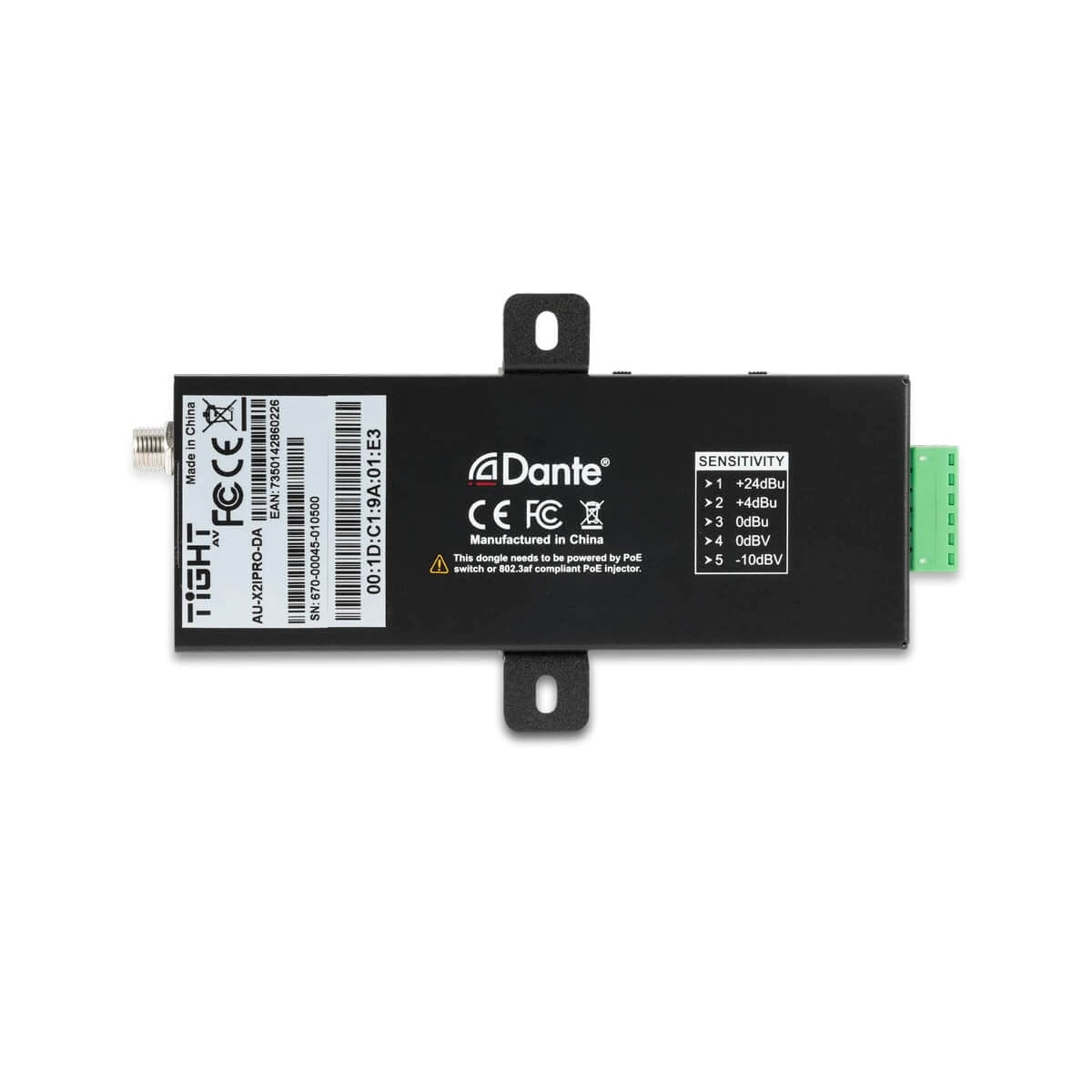 TiGHT AV AU-X2IPRO-DA - Dante 2-ch PRO Input Adapter with Input Gain, bottom
