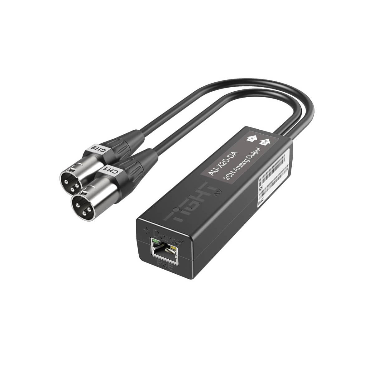 TiGHT AV AU-X2O-DA - Dante 2-Channel XLR Output Adapter, left