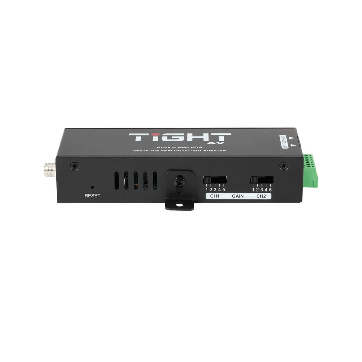 TiGHT AV AU-X2OPRO-DA - Dante 2-ch PRO Output Adapter with Output Gain, side