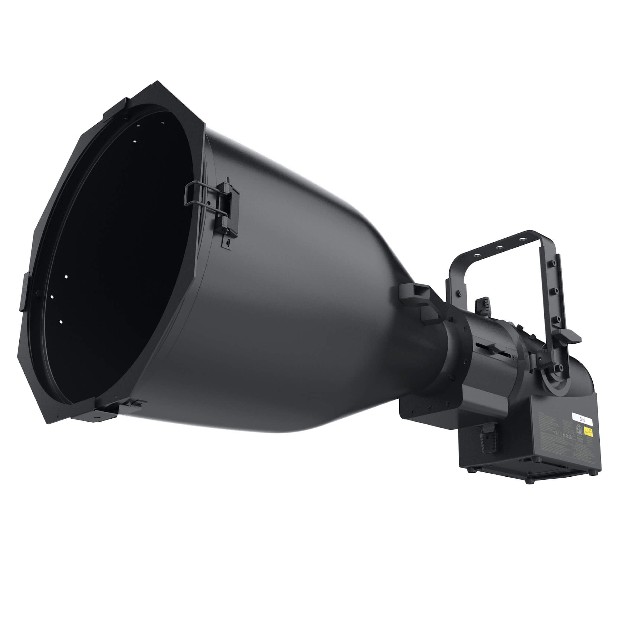 Vari-Lite VL600 Acclaim PLE WW Warm White LED Ellipsoidal Profile, black. Shown with optional D5 lens tube.