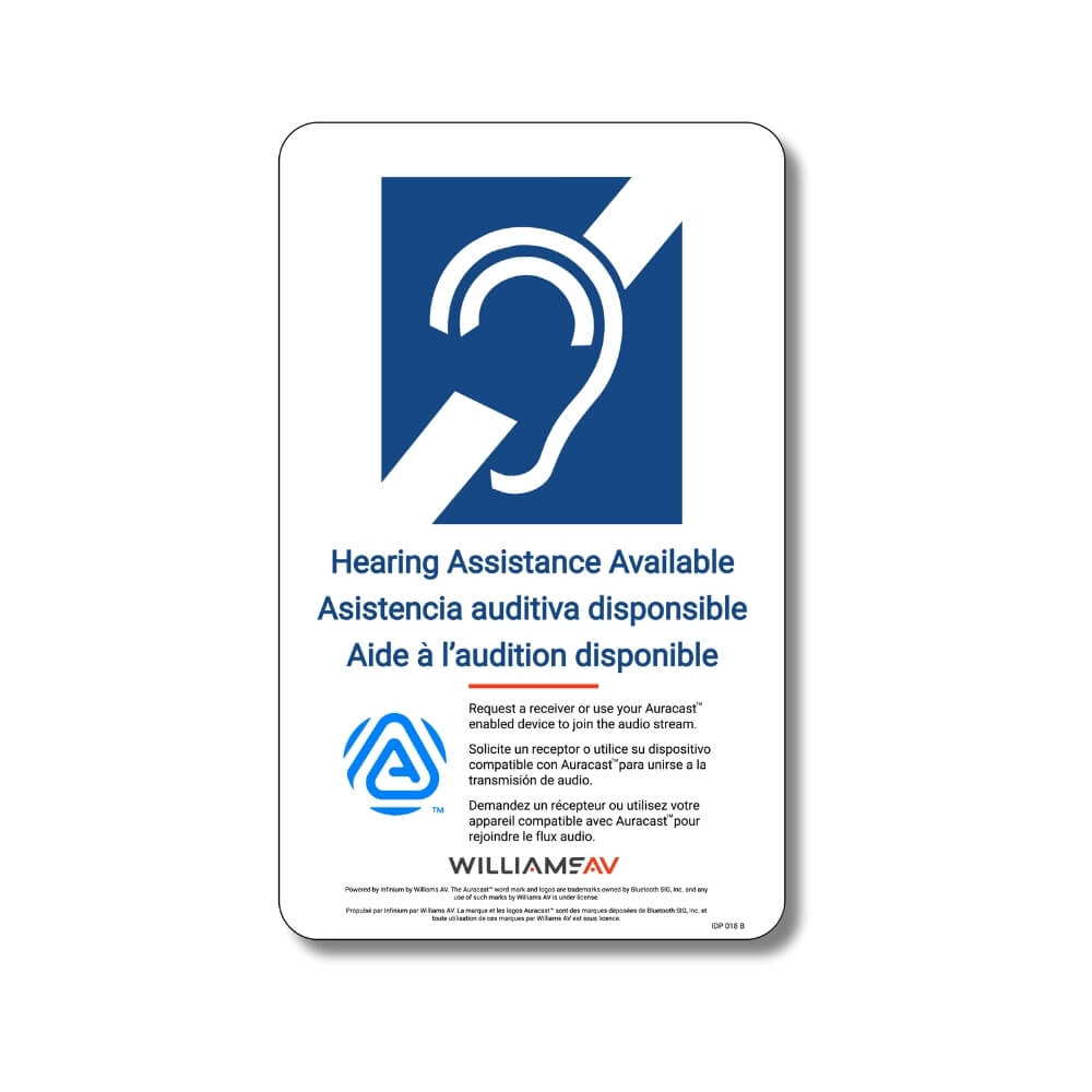 Williams AV IDP-018 Auracast ADA wall plaque