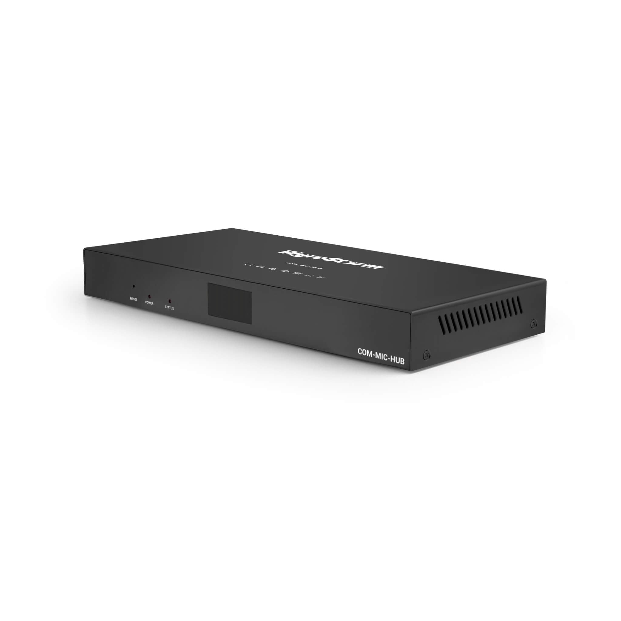 WyreStorm COM-MIC-HUB - Microphone Hub with Advanced Audio DSP, angle