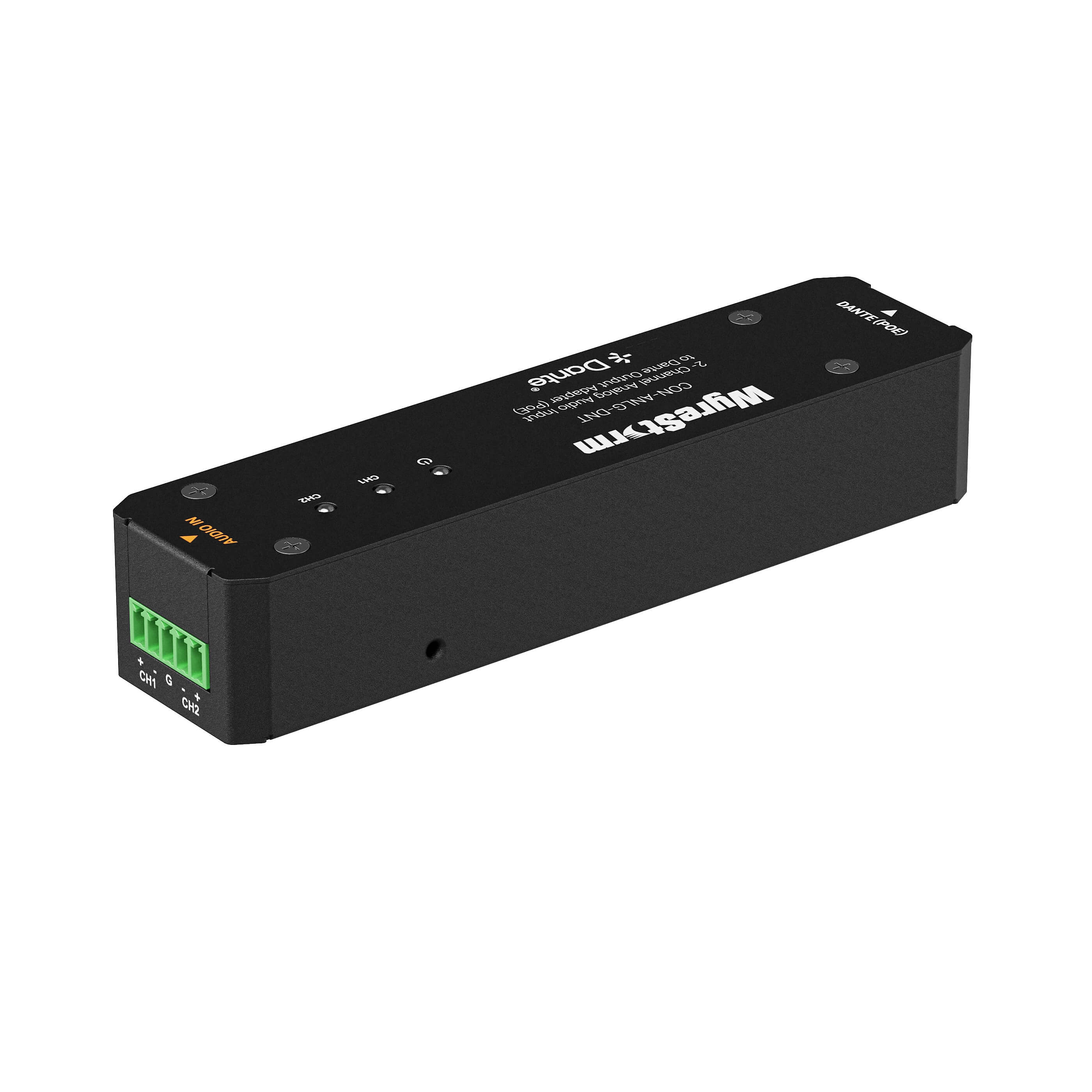 WyreStorm CON-ANLG-DNT - 2-Channel Analog Audio Input to Dante/AES67 Adapter (PoE), rear