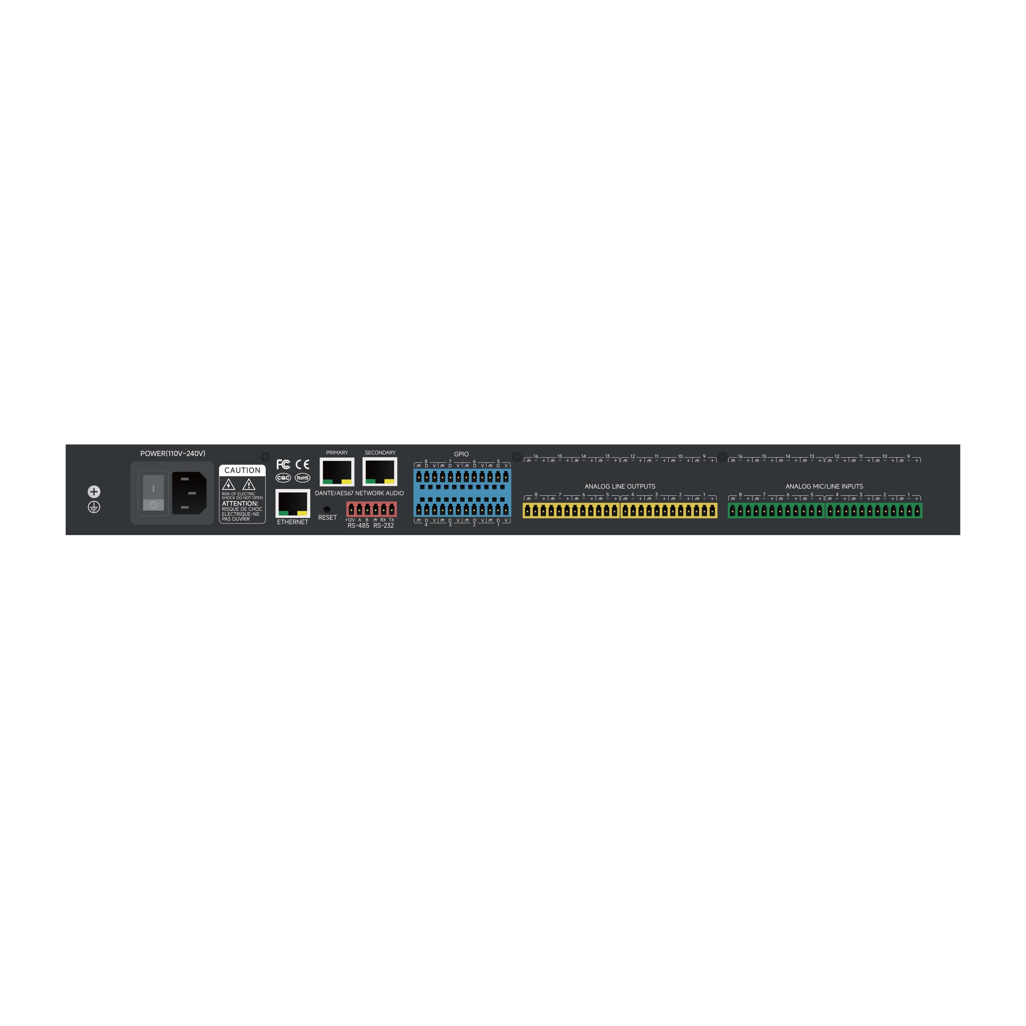 WyreStorm DSP-88-DNT - 8x8 Digital Audio Processor with 8x8 Dante, rear