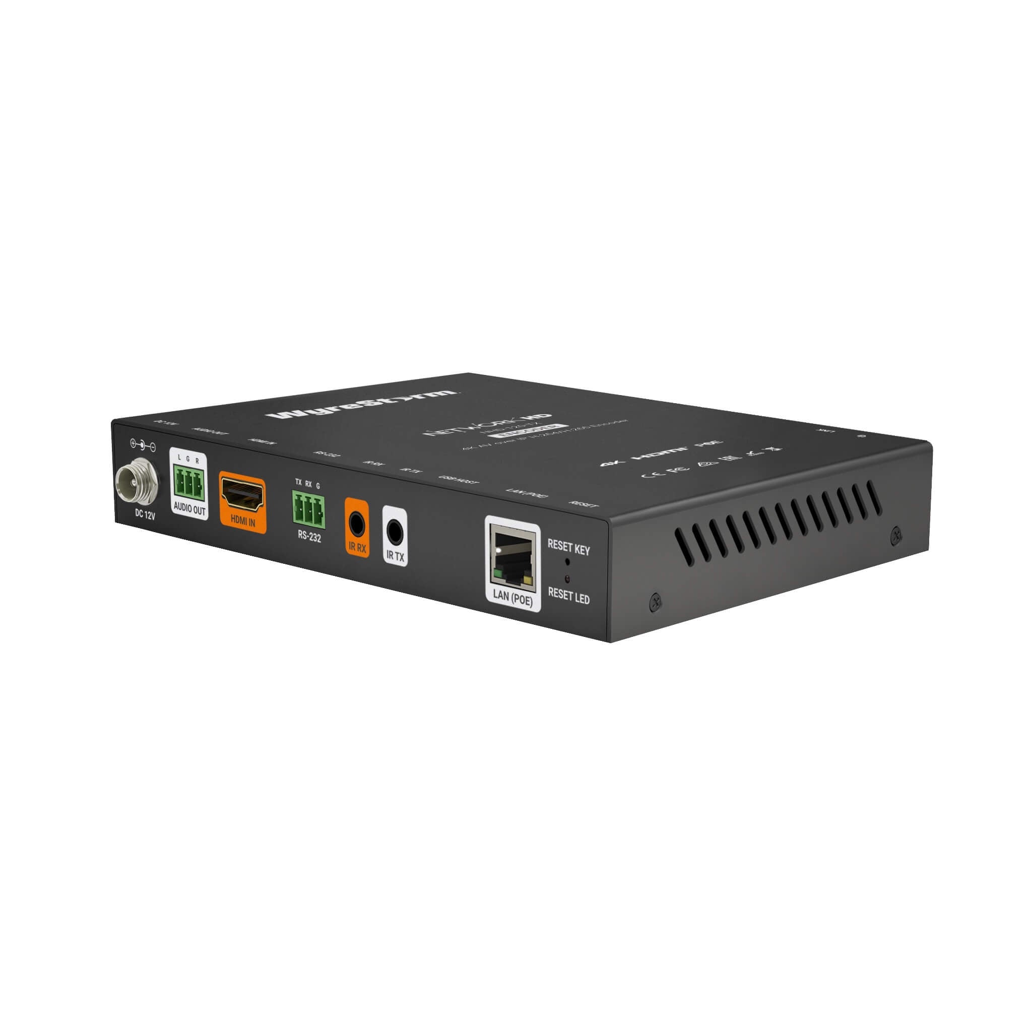 WyreStorm NHD-120-TX - 4K30Hz H.264/H.265 AVoIP Encoder, rear angle