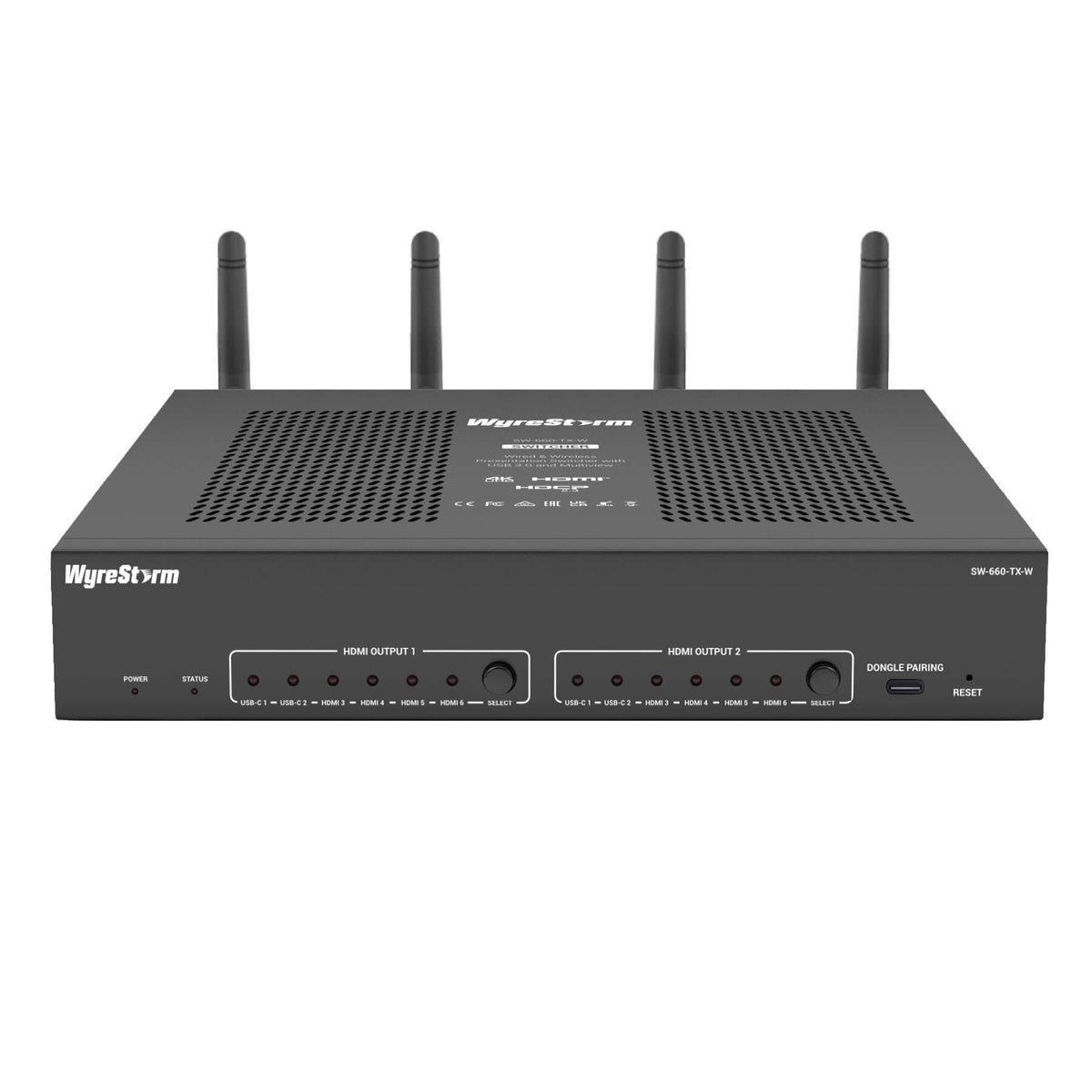 WyreStorm SW-660-TX-W - 6-Input 4K60 Wireless Presentation Switcher, front