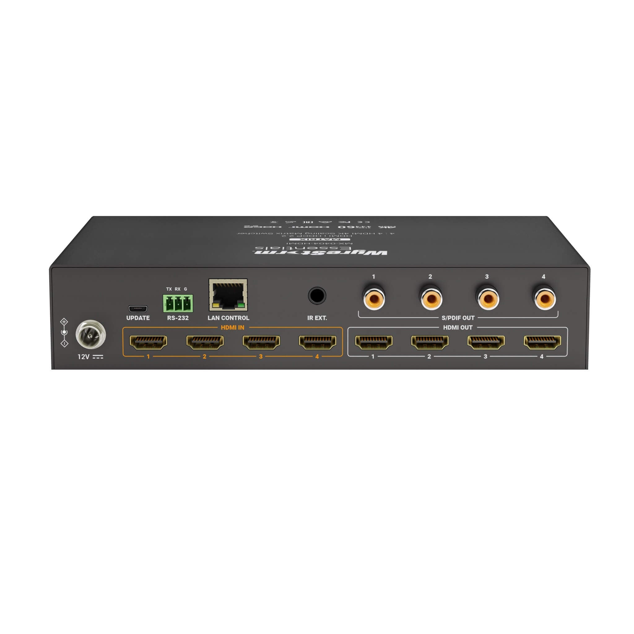 WyreStorm MX-0404-HDMI - 4K HDR 4k60 4×4 HDMI Matrix Switcher, rear