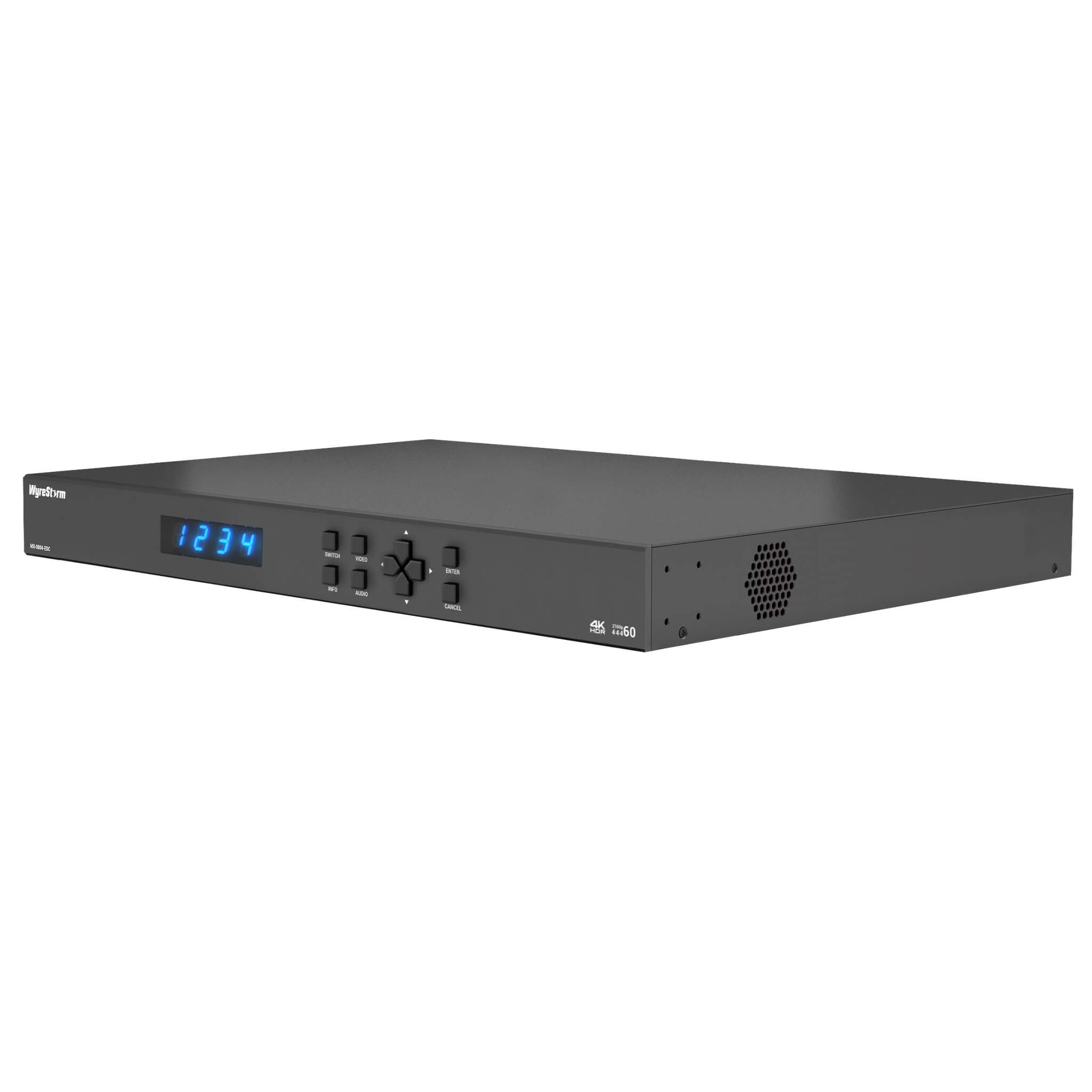 WyreStorm MX-0804-EDC - 8x4 Multi-Input Matrix Switcher, front angle