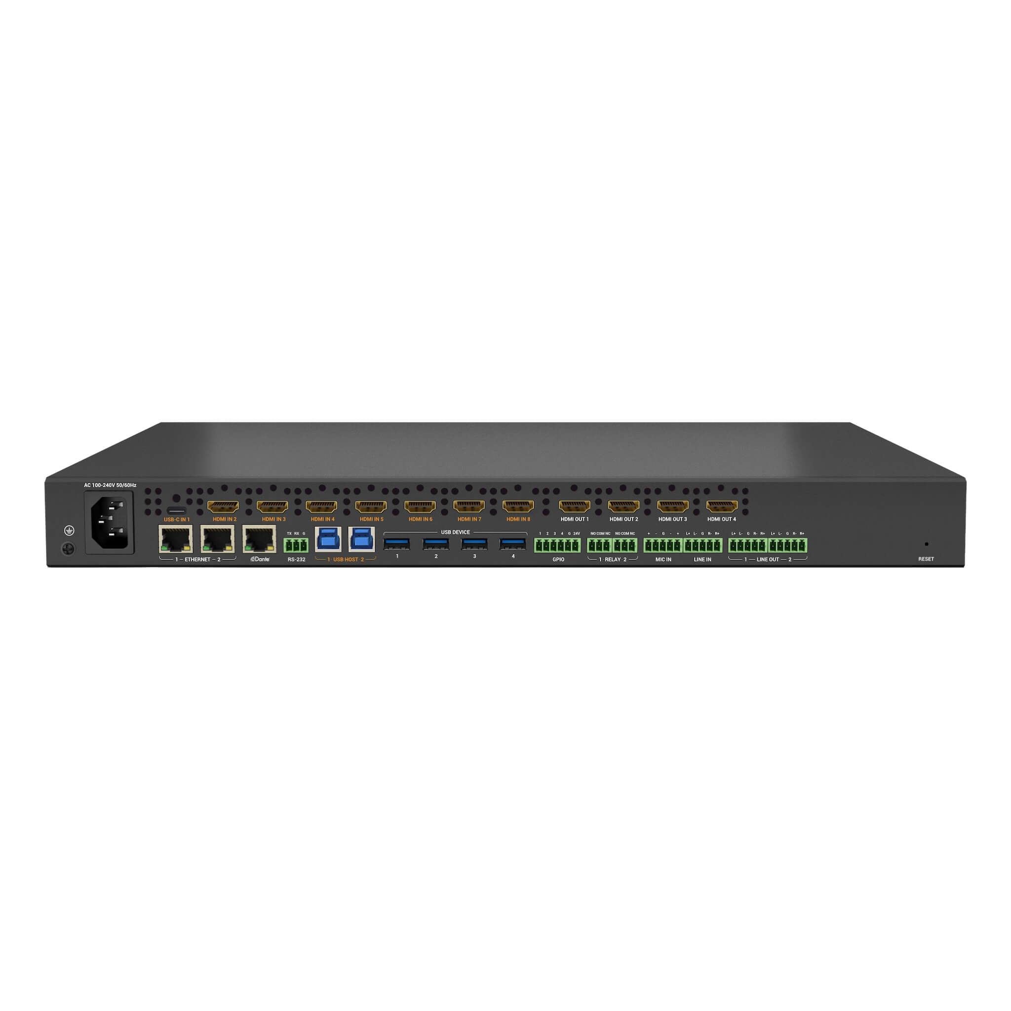 WyreStorm MX-0804-EDC - 8x4 Multi-Input Matrix Switcher, rear