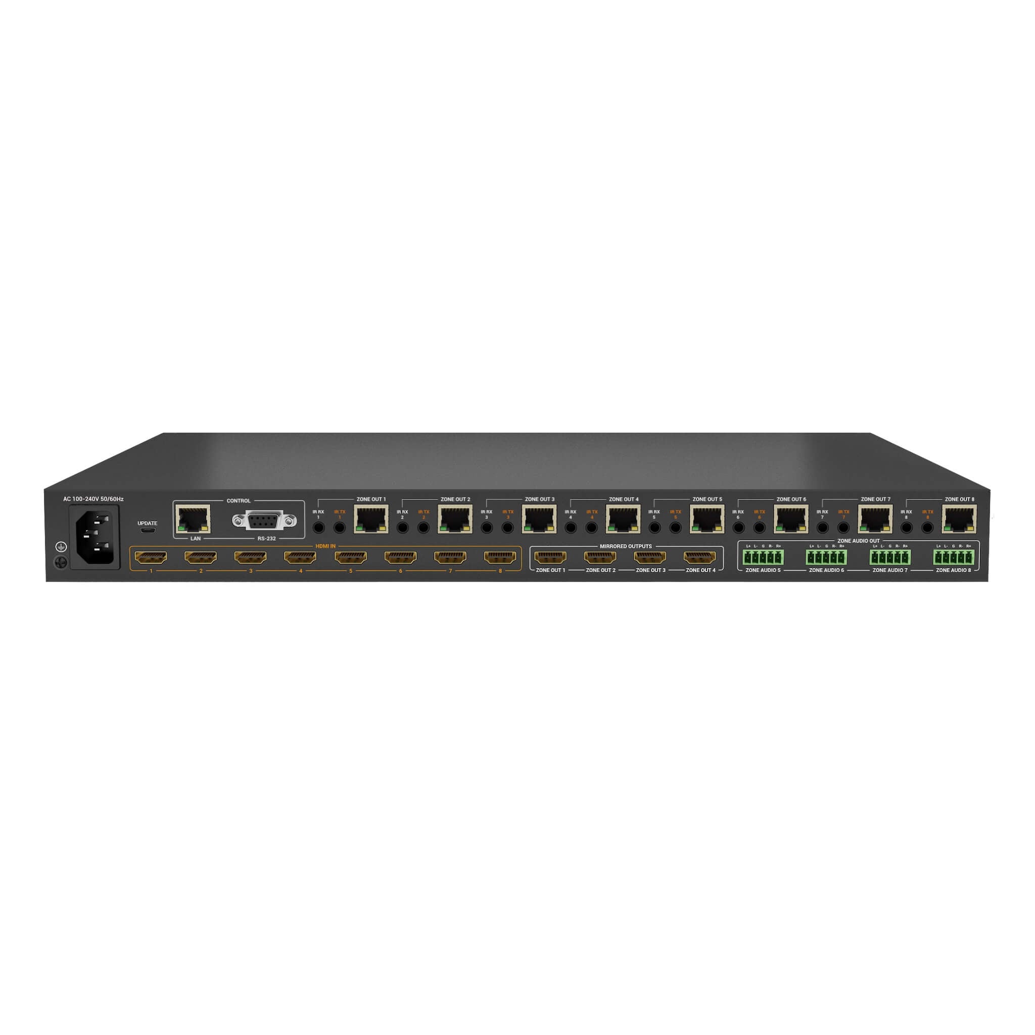 WyreStorm MX-0808-KIT-V2 - 4K 8×8 HDBaseT Matrix, rear