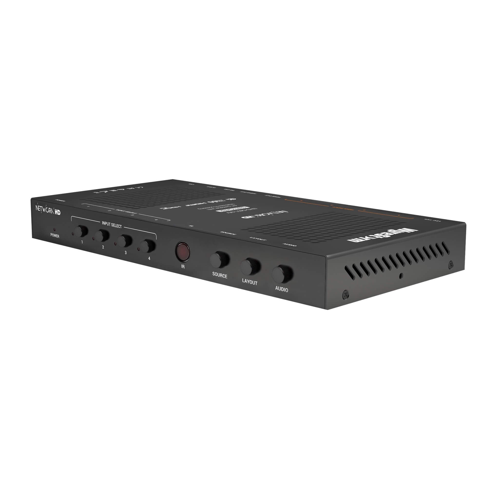 WyreStorm NHD-0401-MV - 4-Input 4K60 Multiview Switcher, front angle