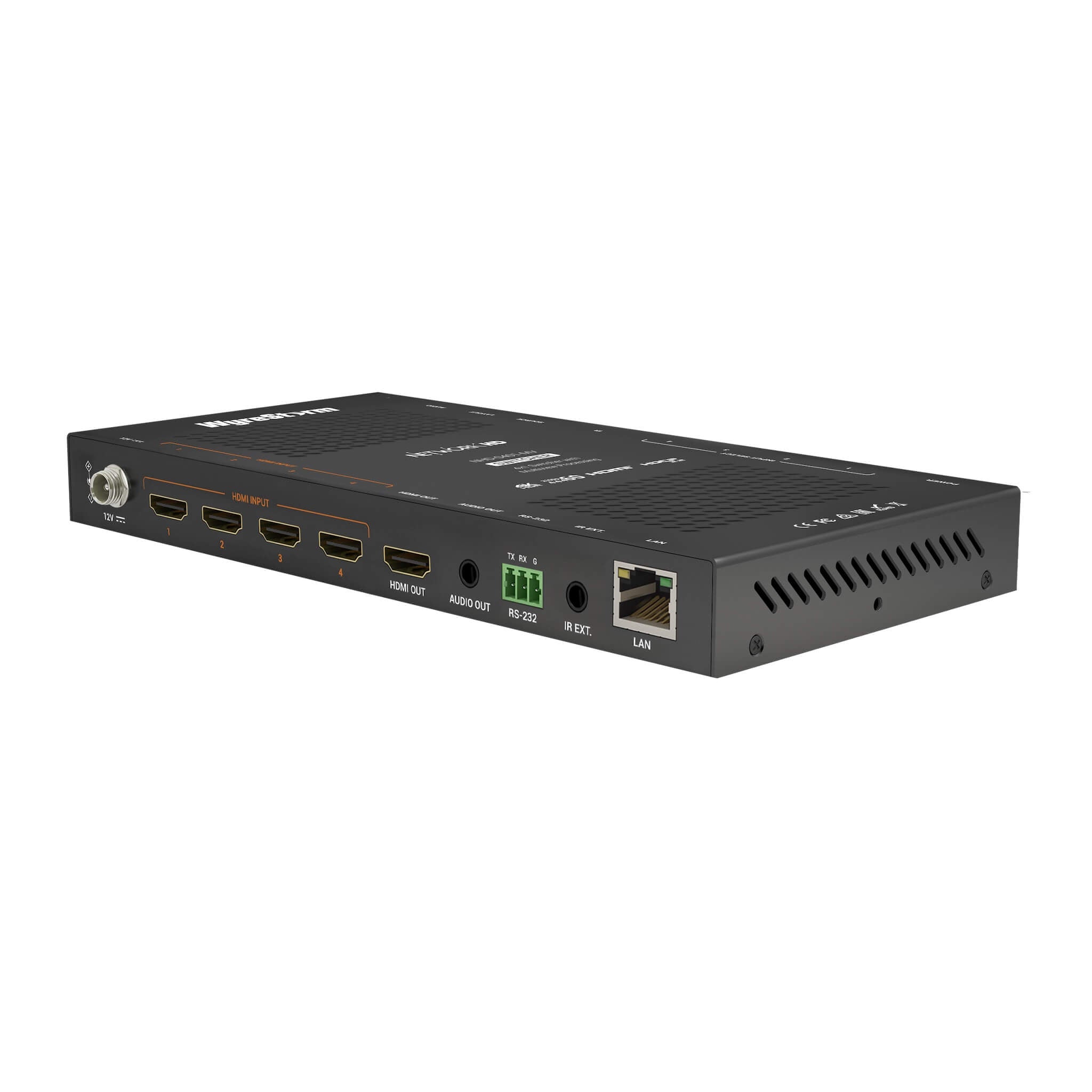 WyreStorm NHD-0401-MV - 4-Input 4K60 Multiview Switcher, rear angle