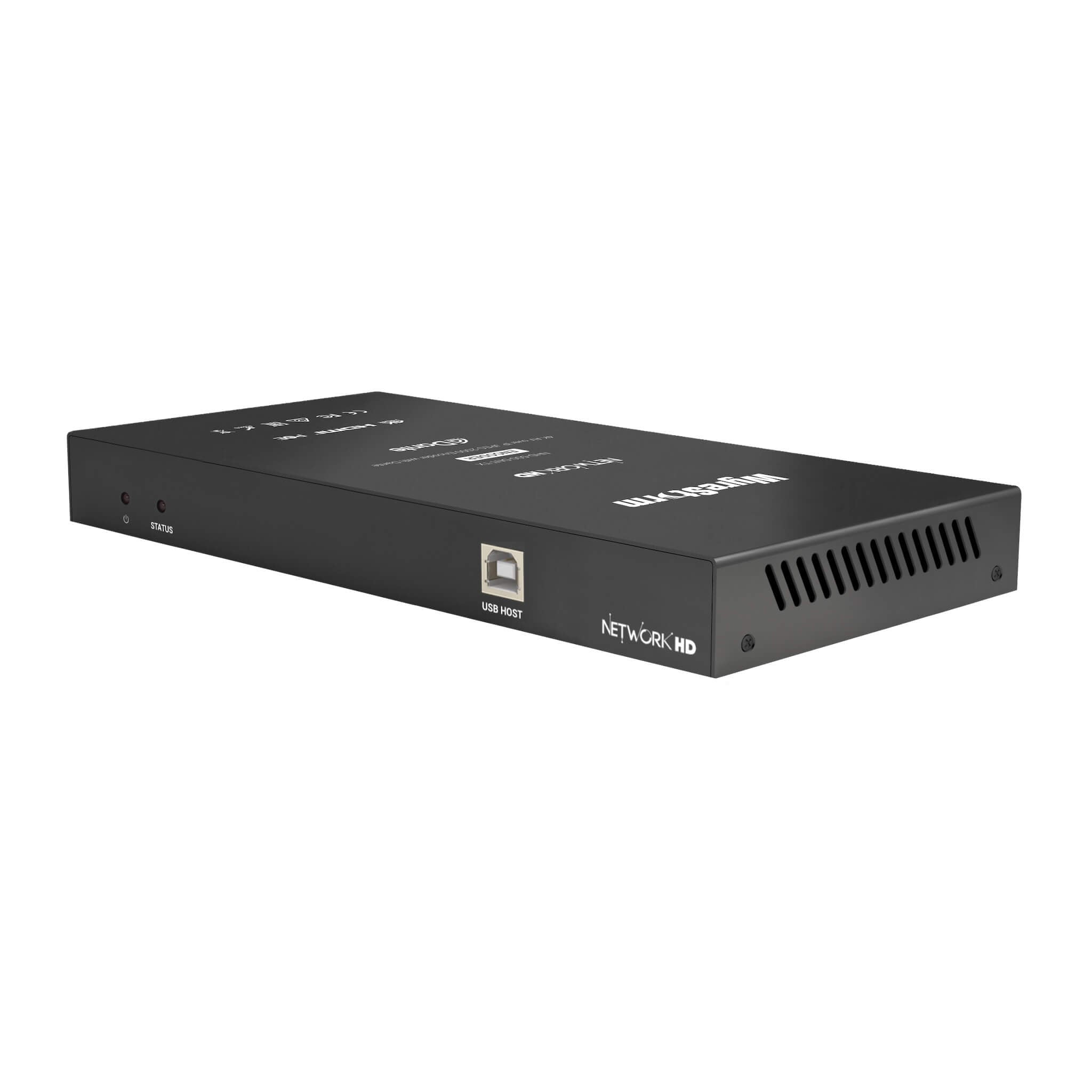 WyreStorm NHD-500-DNT-TX - 4K60 AVoIP JPEG2000 Encoder with Dante Audio, front angle