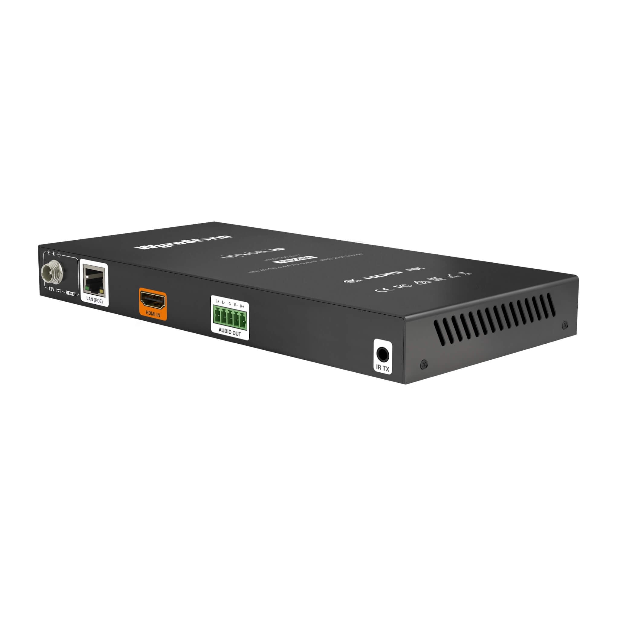 WyreStorm NHD-500-E-TX - 4K60 AVoIP JPEG2000 Encoder, rear angle