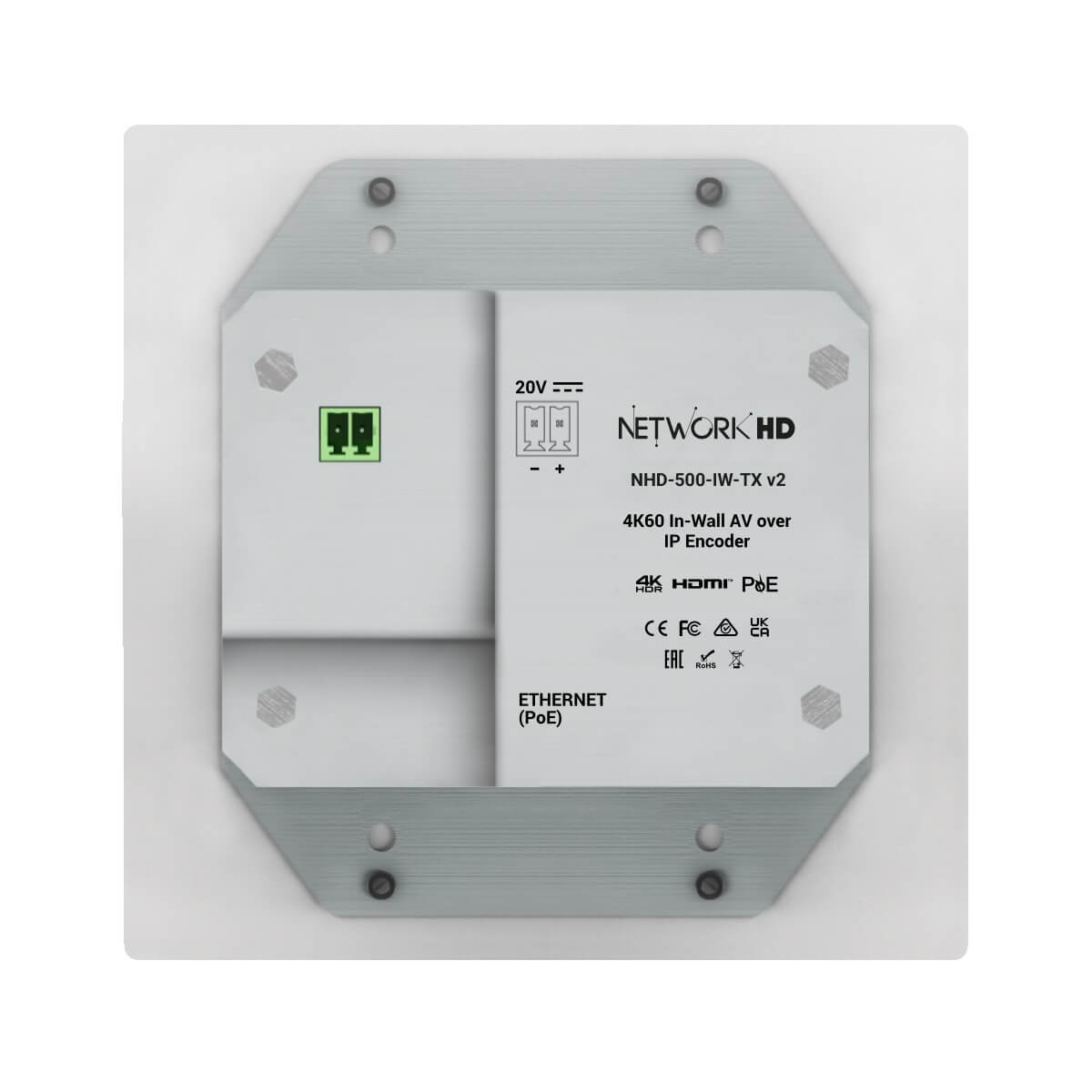 WyreStorm NHD-500-IW-TX-V2 - 4K60 AVoIP JPEG2000 In-Wall Encoder, rear
