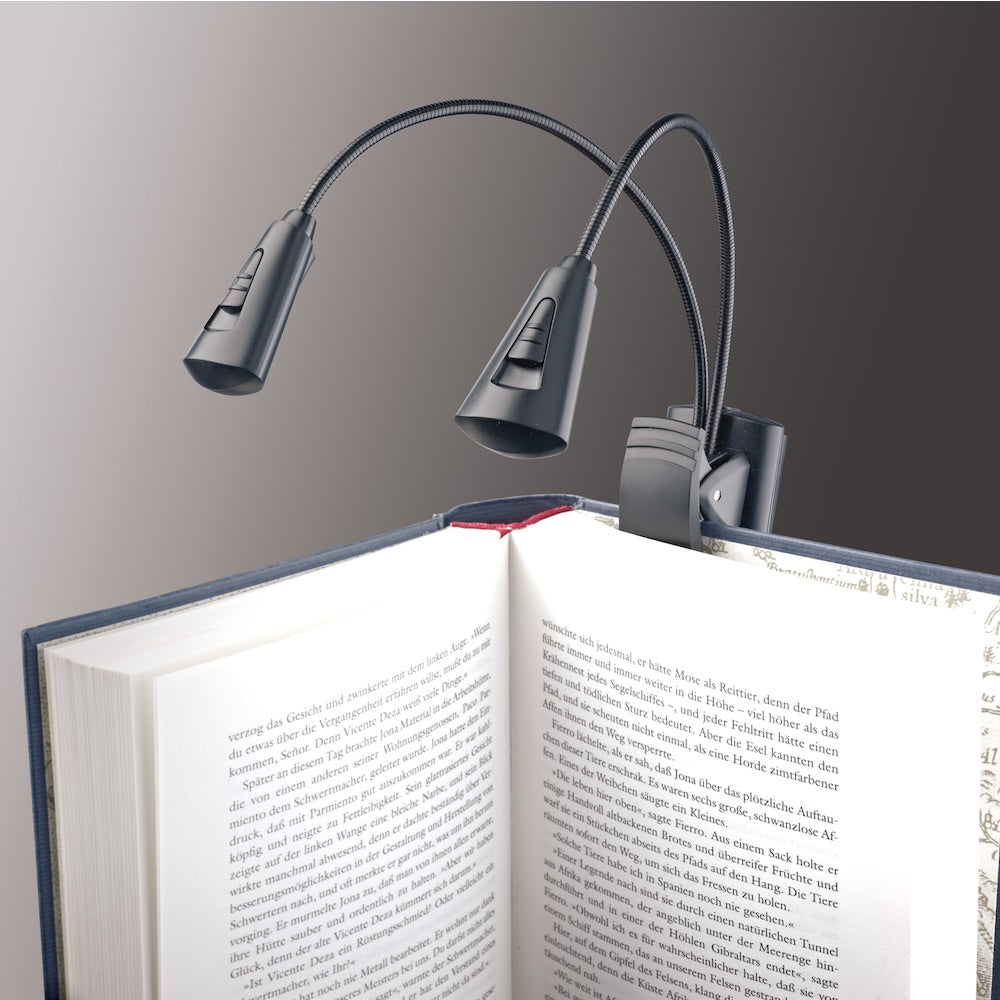 Konig & Meyer 12244 - Dual Head 2 LED FlexLight, used as a book light