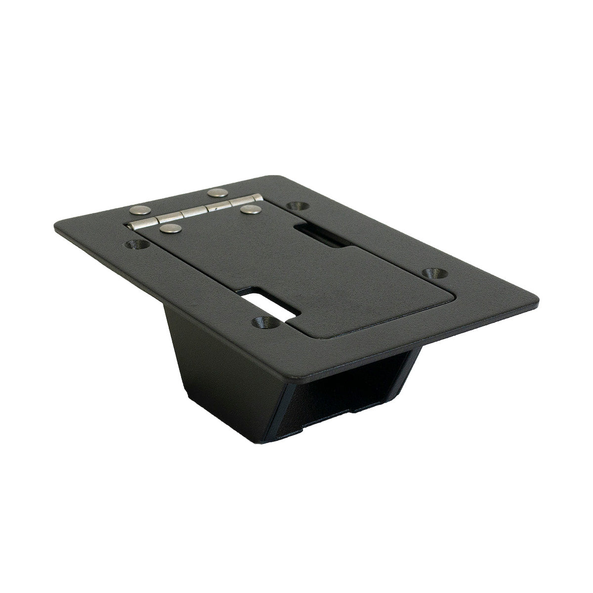 Ace Backstage Mini Stage Pocket, Heavy Duty Slant Panel Floor Box, Flush Lid, Black Texture Powdercoat Finish