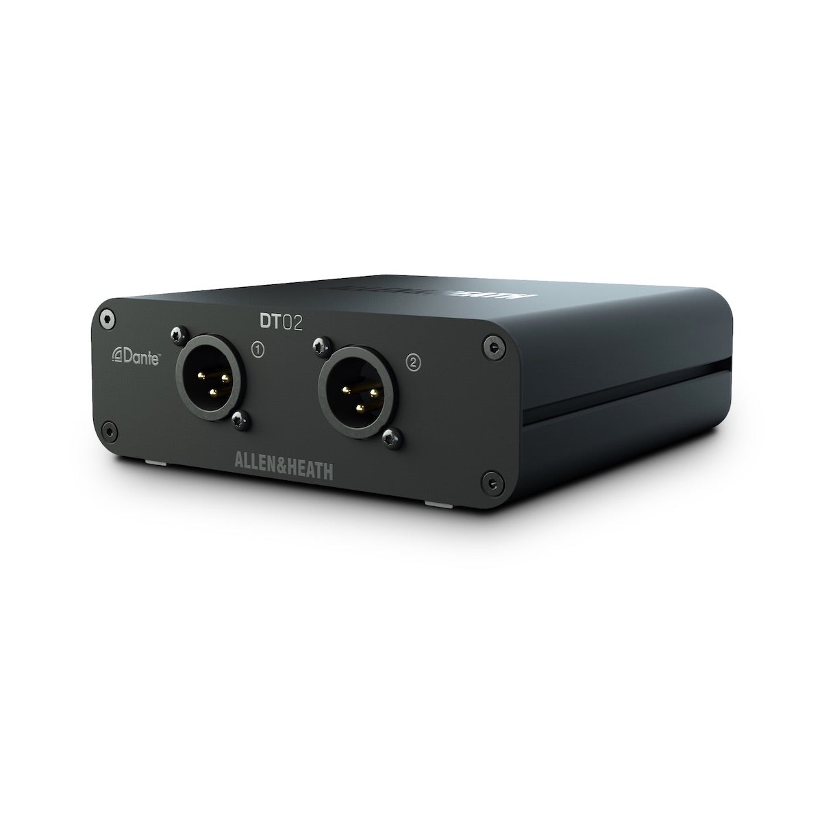 Allen & Heath DT02 - Dante Output Interface with 2 XLR Outputs, front angle