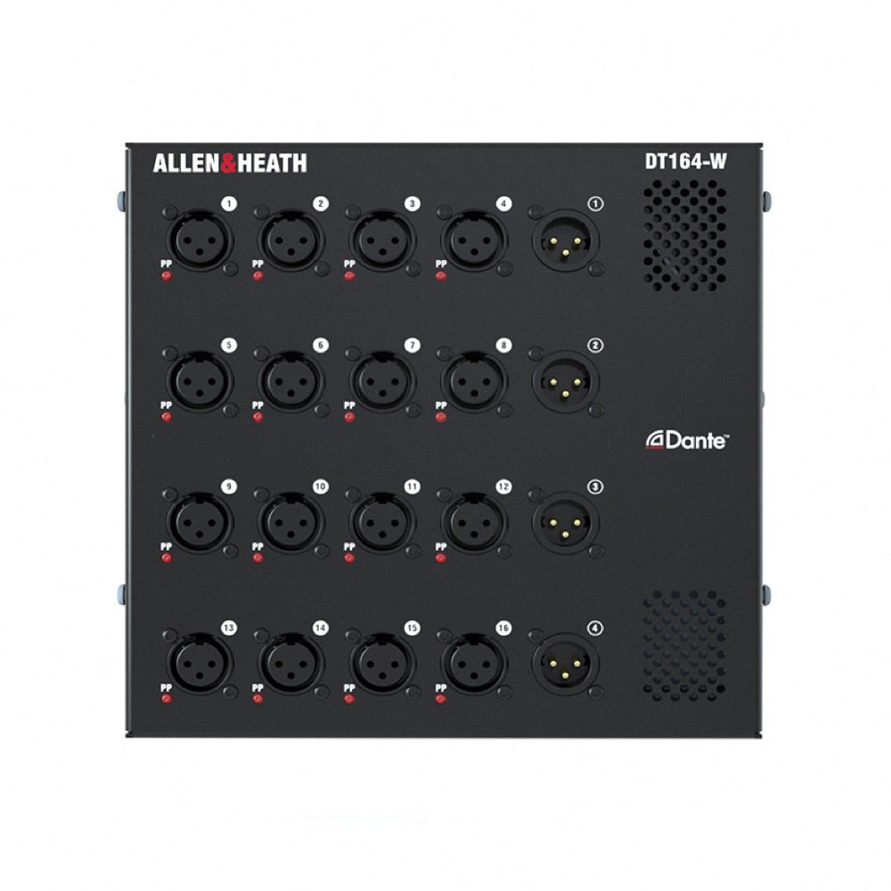 Allen & Heath DT164-W - 16 XLR Input, 4 XLR Output, Wall Mount Dante Expander, front