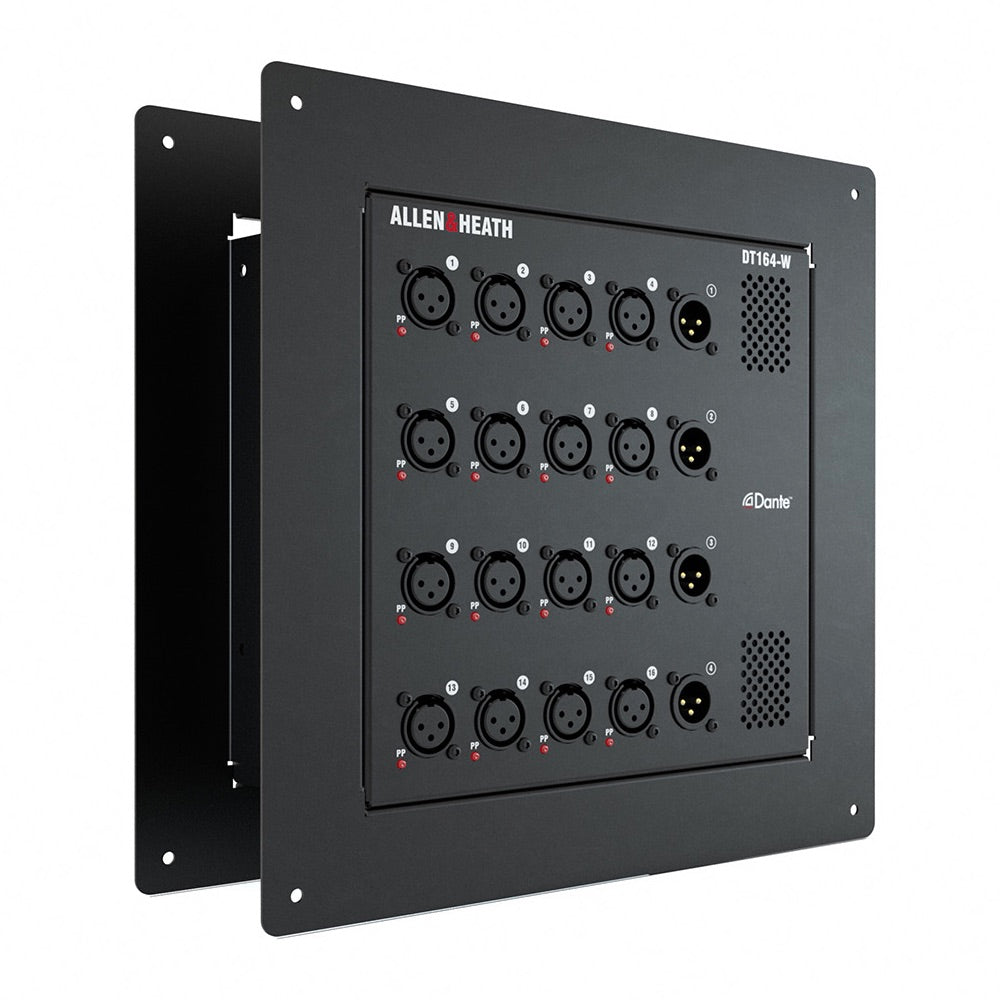 Allen & Heath DT164-W - 16 XLR Input, 4 XLR Output, Wall Mount Dante Expander, front bracket right view
