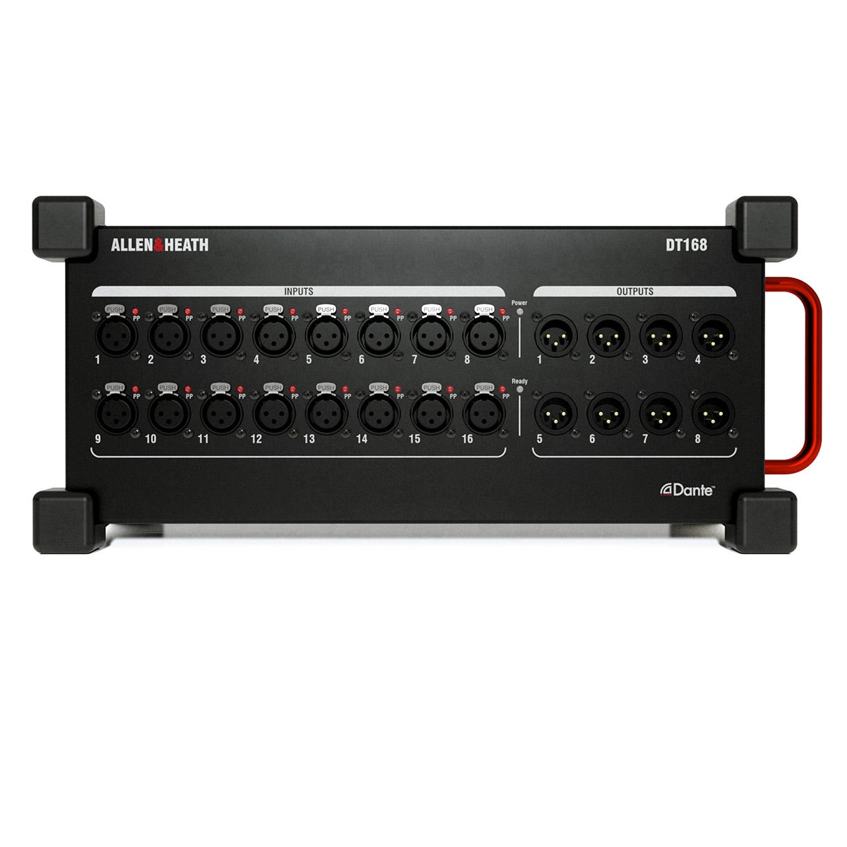 Allen & Heath DT168 - 16 XLR Input, 8 XLR Output, 96kHz Dante Expander, front