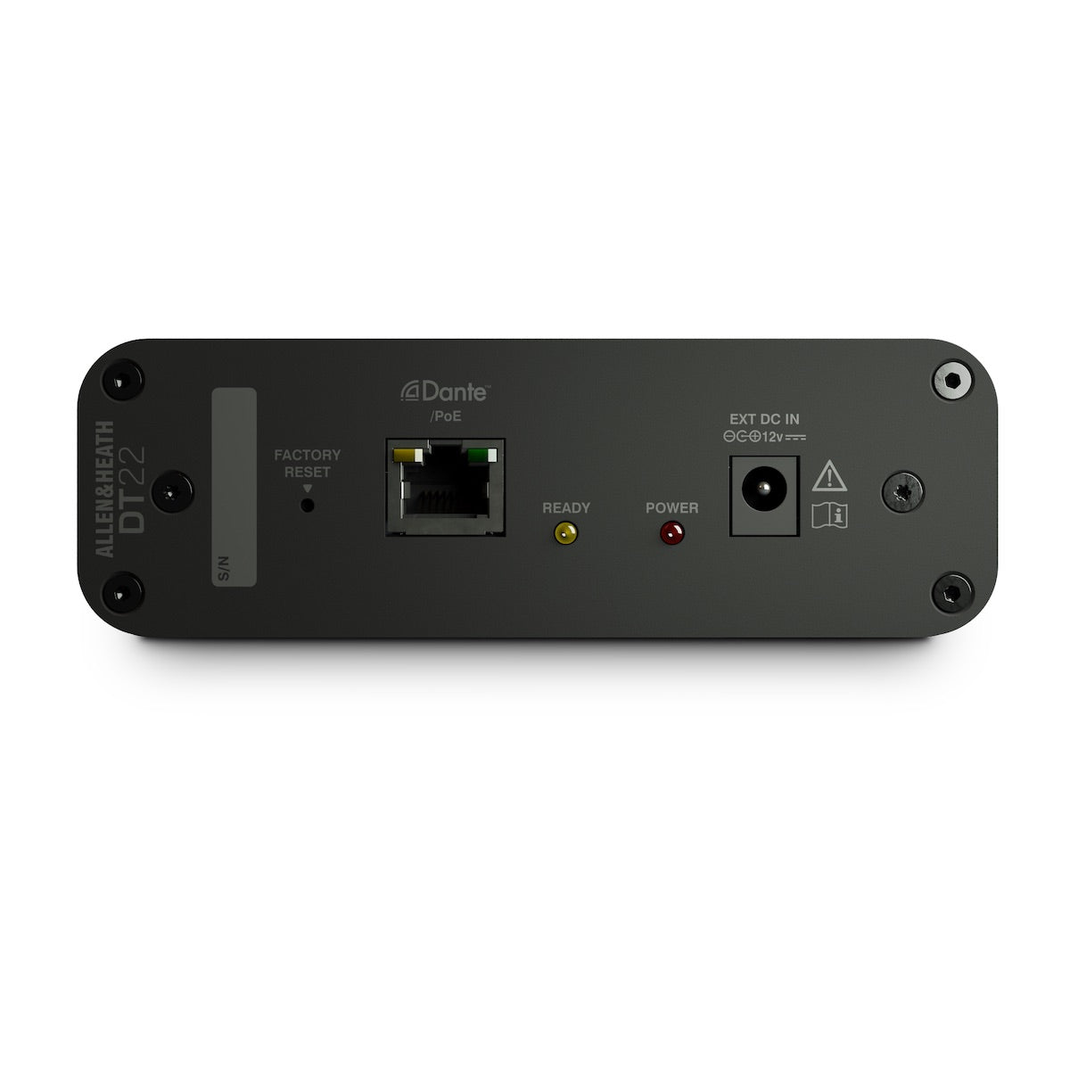 Allen & Heath DT22 - Dante I/O Interface with 2 Inputs, 2 Outputs, rear