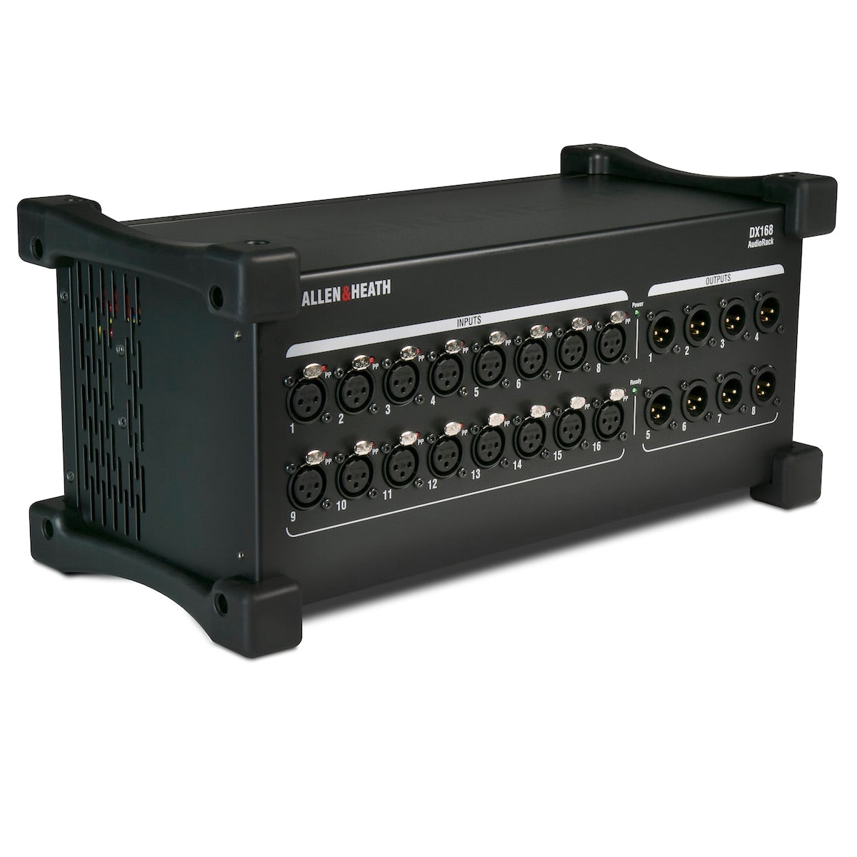 Allen & Heath DX168 - 16 XLR Input, 8 XLR Output, 96kHz DX Expander, front left angle view