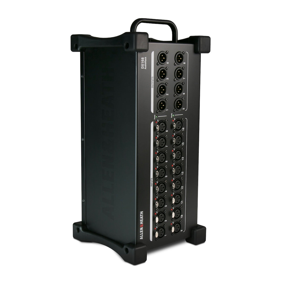 Allen & Heath DX168 - 16 XLR Input, 8 XLR Output, 96kHz DX Expander, upright angle view