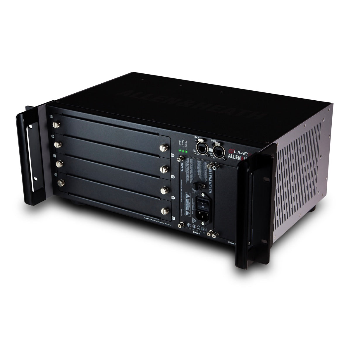 Allen & Heath DX32 - 96kHz Modular Expansion Chassis with Redundancy, front angle