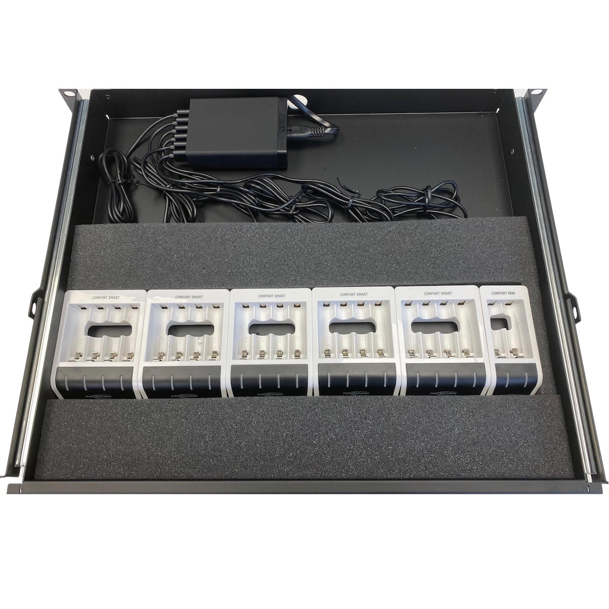 Ansmann LMS Comfort Smart Rackmount NiMH Battery Charging Kit, open