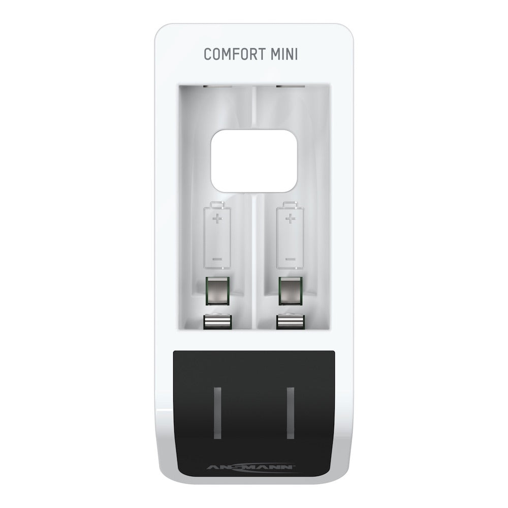 Ansmann Comfort Mini - USB Input Desktop Battery Charger, top view, LEDs off