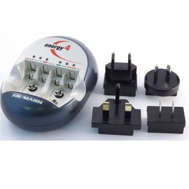 Ansmann Energy 4 - Portable Battery Charger with adaptor plugs for worldwide use
