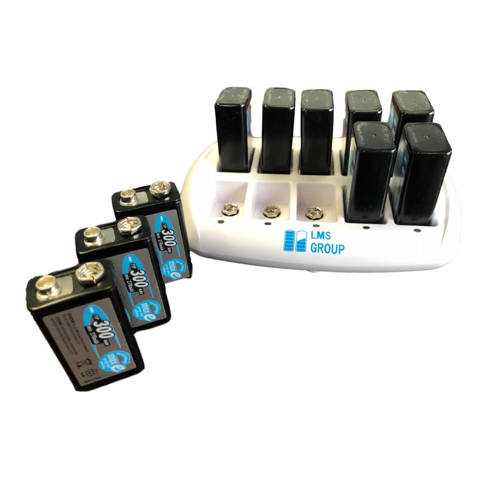 Ansmann LMS 10-bay 9V - Desktop 9V NiMH Battery Charger shown with batteries (not included)