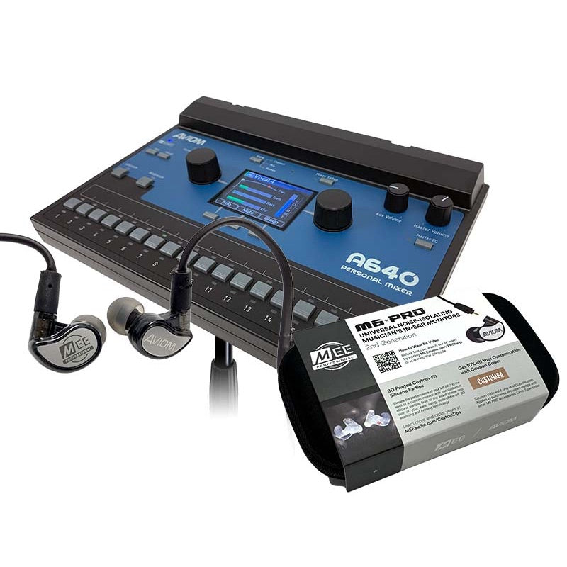Aviom A640 Personal Mixer bundled with MEE Audio M6 Pro Earbuds