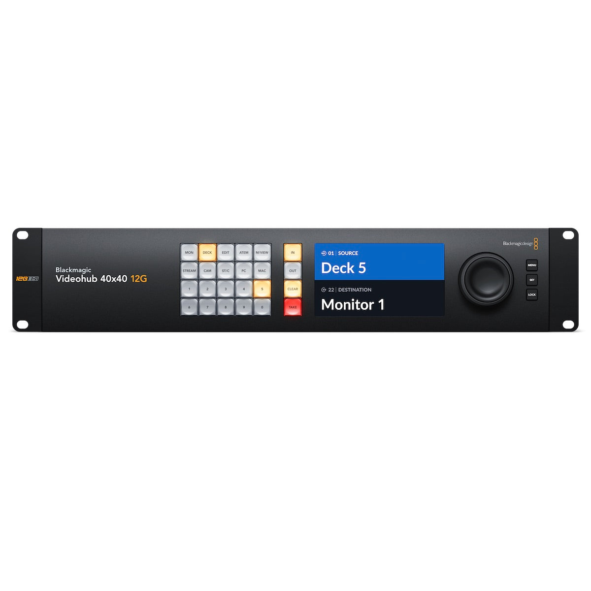 Blackmagic Design Videohub 40x40 12G - 12G-SDI Video Router, front labels UI