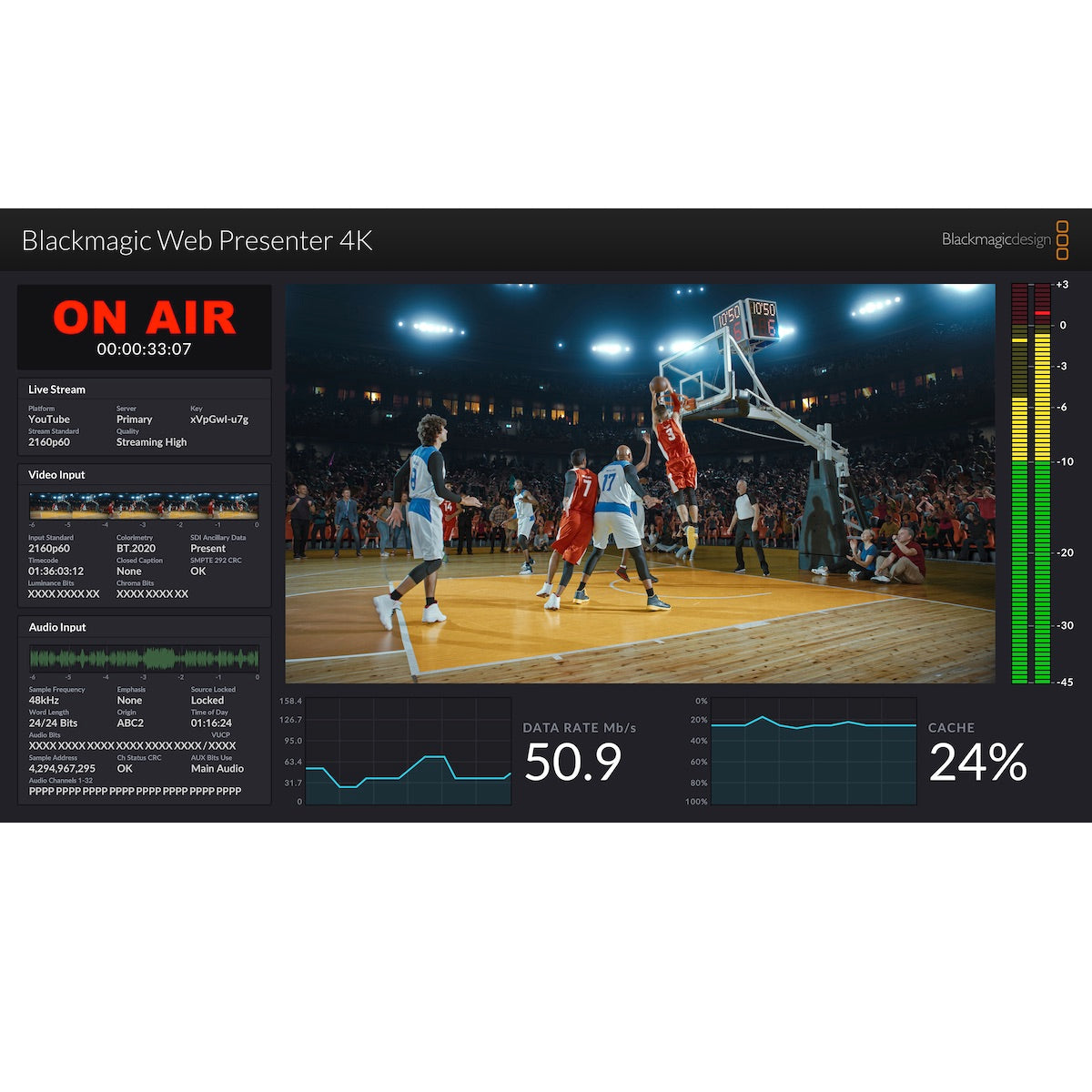 Blackmagic Web Presenter 4K - Streaming Encoder, user interface