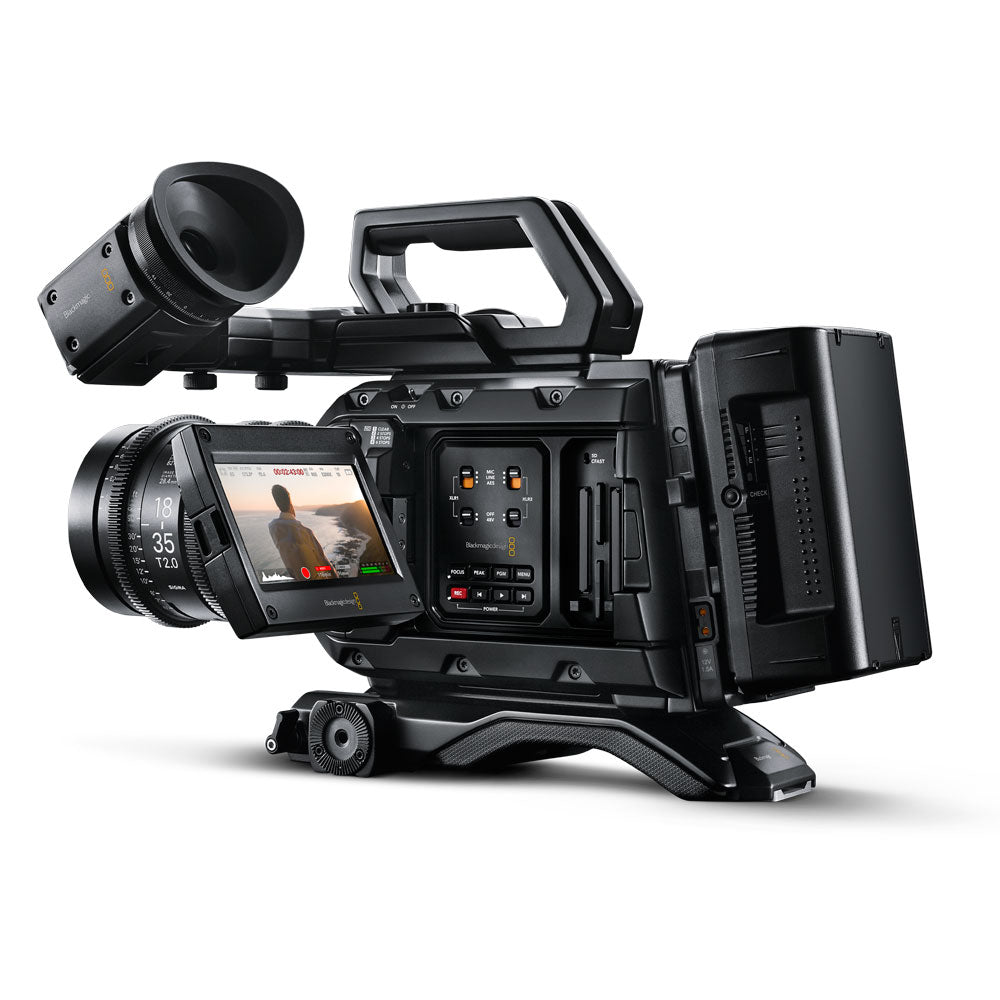 Blackmagic URSA Mini Pro 4.6K G2 Digital Film Camera, shown with optional equipment