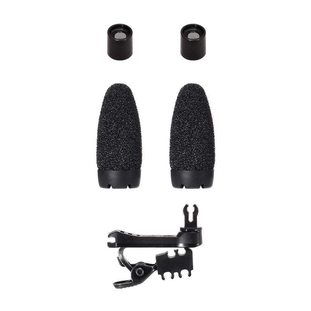 Audio-Technica BP899 - Subminiature Omnidirectional Condenser Lavalier Microphone, includes two caps, two windscreens, and mic clip